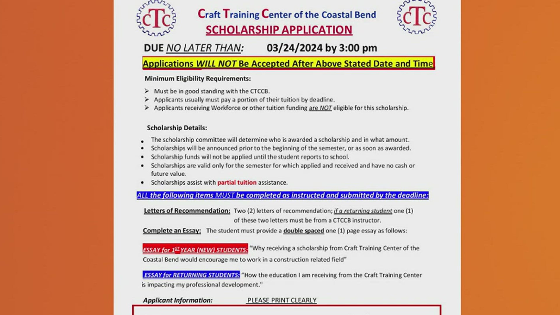 Thinking about going back to school or learning a craft/trade? Those interested in the industrial field can secure a future in skills/trades thru scholarship.