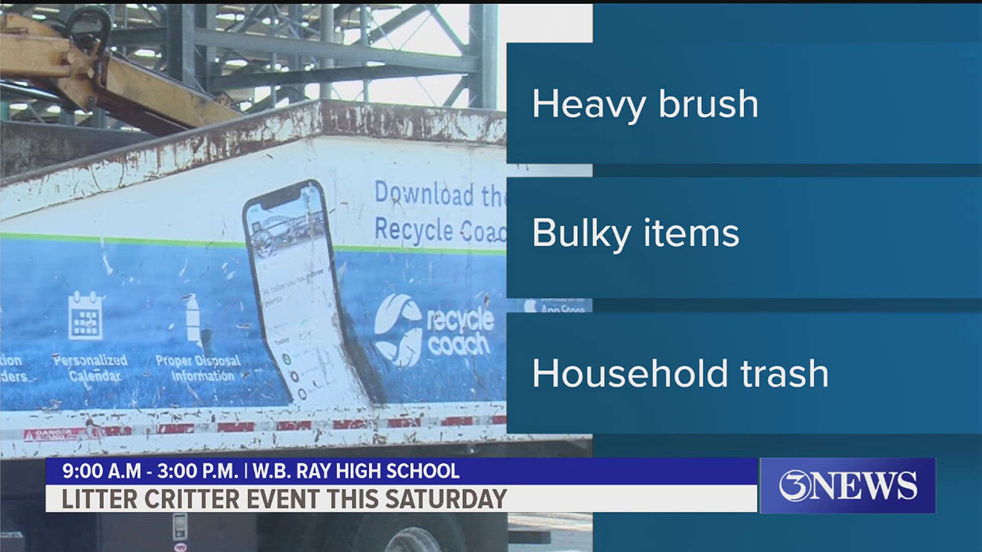 Residents can bring heavy brush, bulky items and household trash from 9 a.m. till 4 p.m.