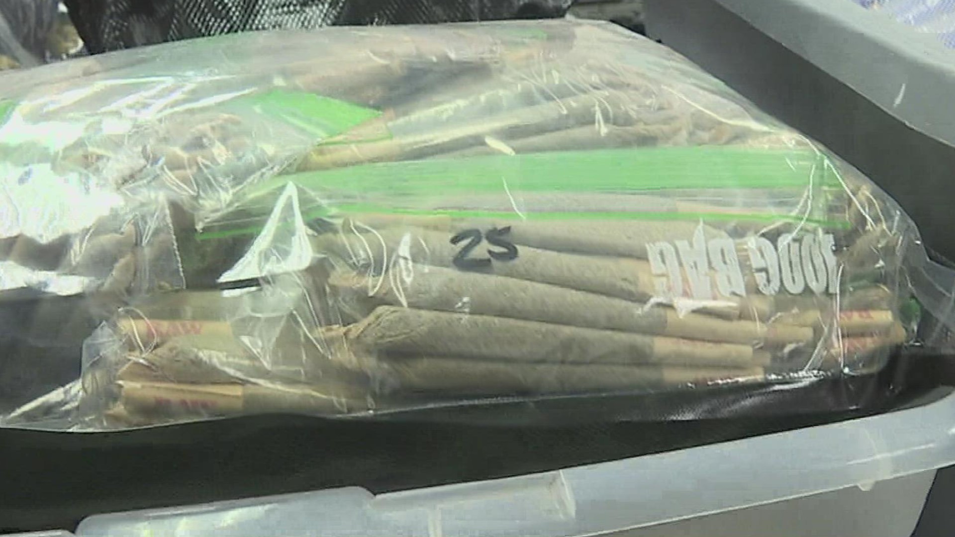 At 9 a.m. Friday, officers found over 32 pounds of marijuana, 60 pounds of edibles and more than 11 pounds of THC wax.