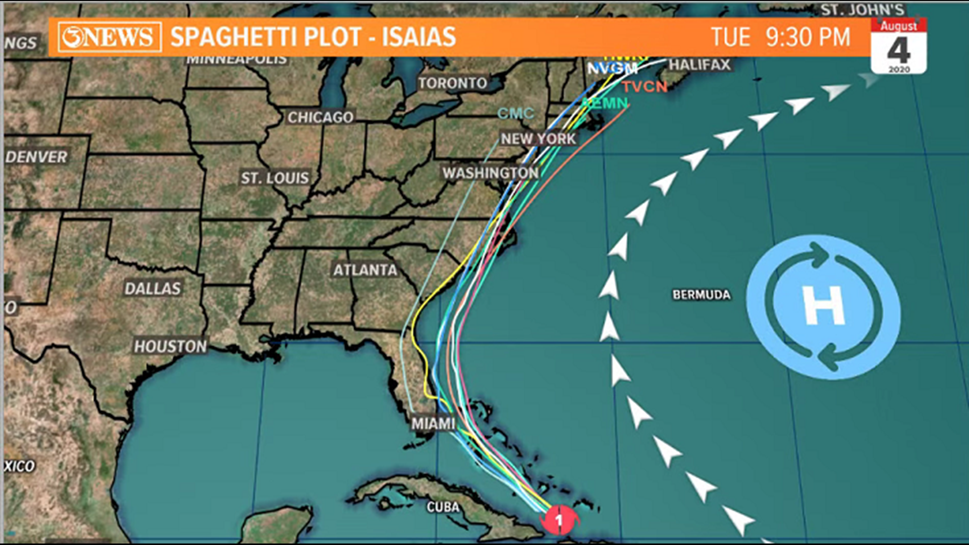 Hurricane Isaias headed up the US Atlantic Coast | kiiitv.com