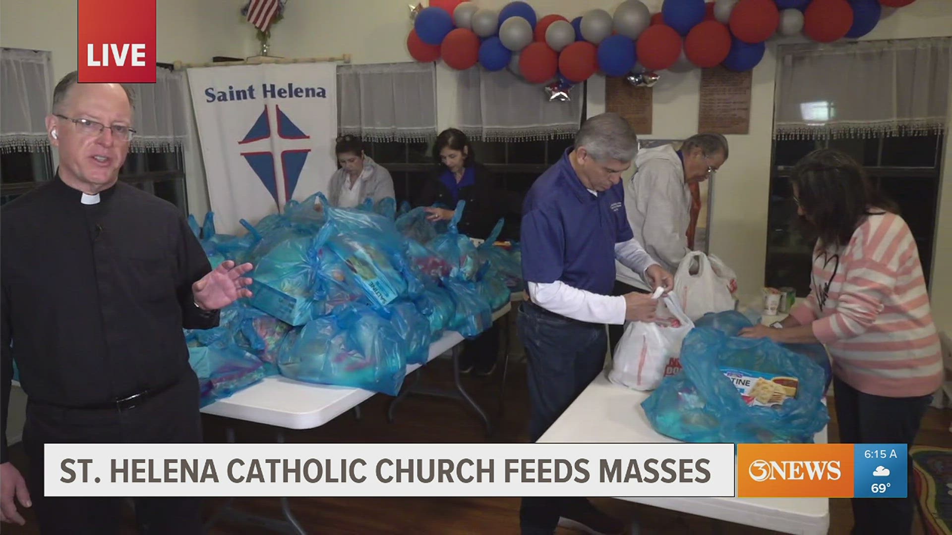 The church holds a massive food drive on the last Wednesday of every month, with donations coming from parishioners.