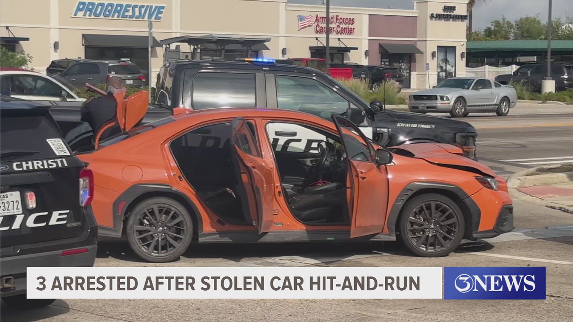 Three arrested by Corpus Christi police after crashing a stolen car on ...