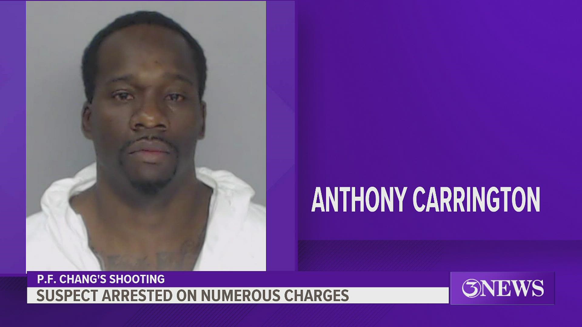 Authorities have charged Anthony Carrington, 42, with aggravated assault with a deadly weapon and unlawful possession of a firearm by a felon.