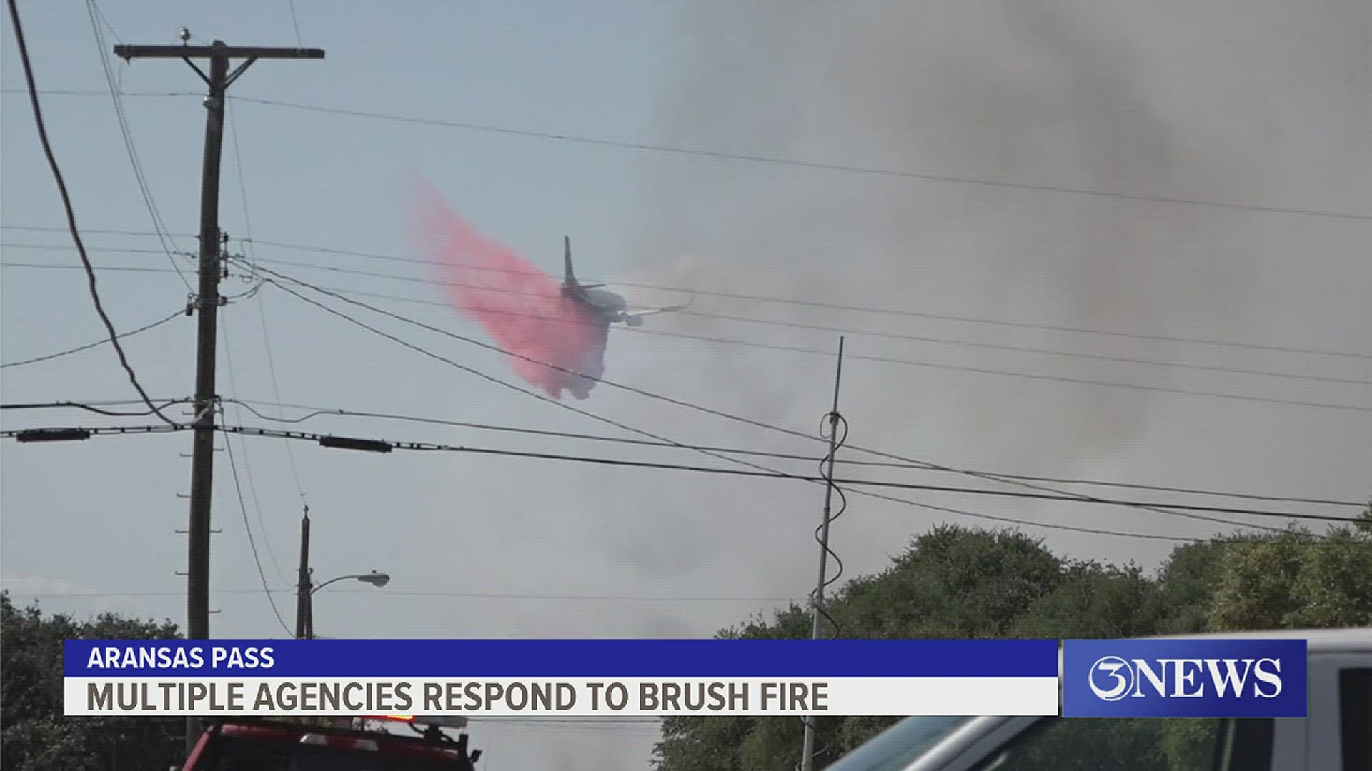 Firefighters worked throughout the night to contain a major brush fire that broke out dangerously close to home in Aransas Pass.