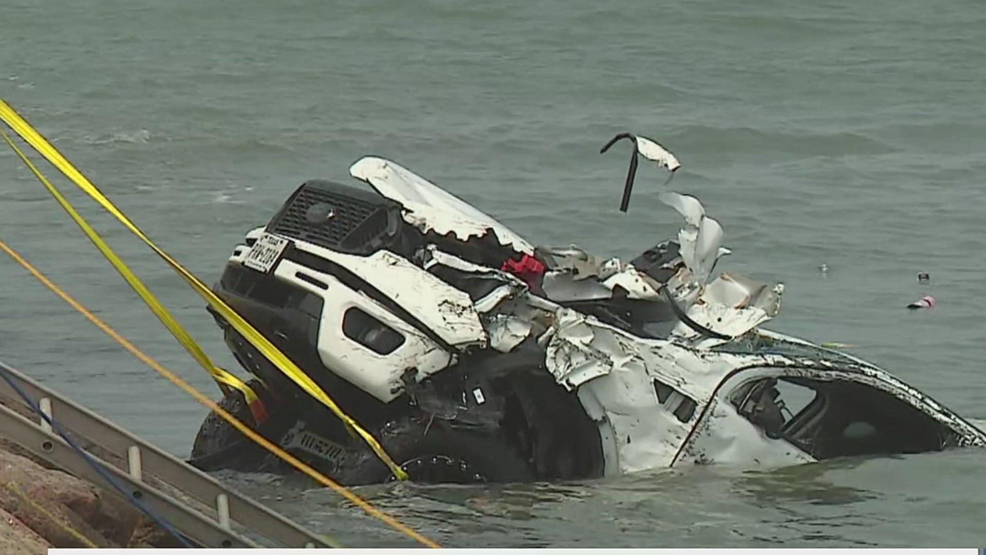 The truck was driven over the south jetty and into the water near Port Aransas on Monday night.