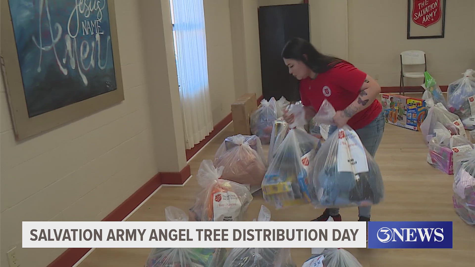 Hundreds of local parents went out to collect presents from the Salvation Army Angel Tree distribution on Tuesday.