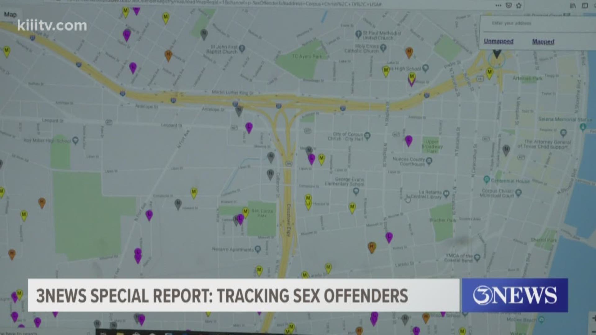 The DPS Public Sex Offender Website will tell you where registered sex offenders live, each one represented by a pinpoint on the map.