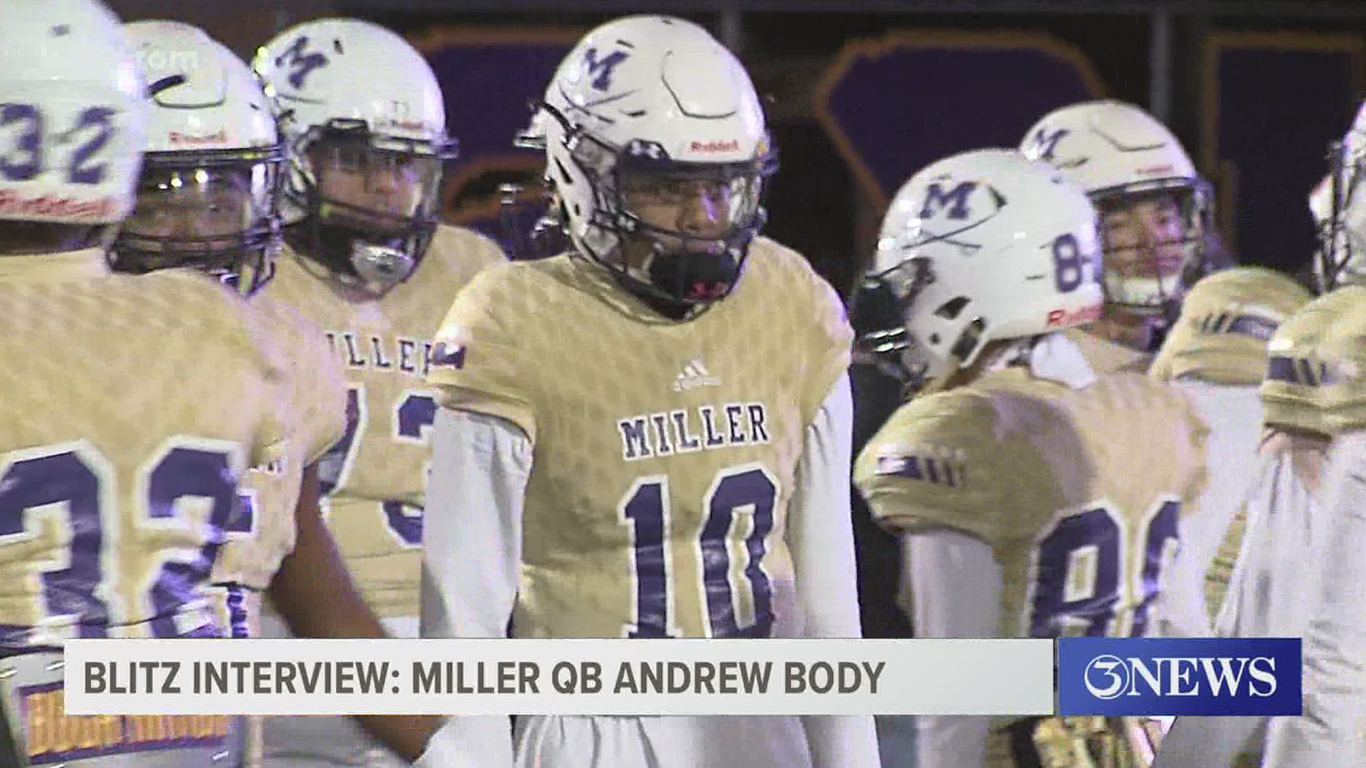Blitz profile with Miller QB Andrew Body, Thurs. recap and COVID changes, Play of the Week and Next Week on the Blitz.