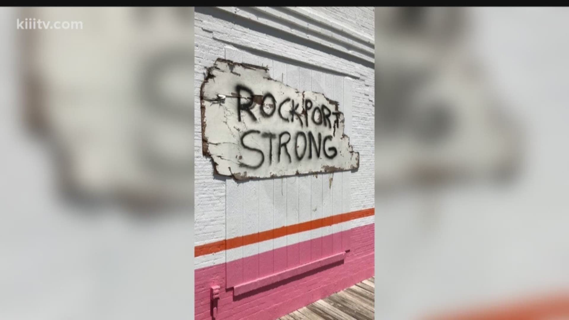 A shop owner in Rockport is searching Thursday for a homemade sign that was recently stolen and was meant to show the city's determination to recover from Hurricane Harvey. 