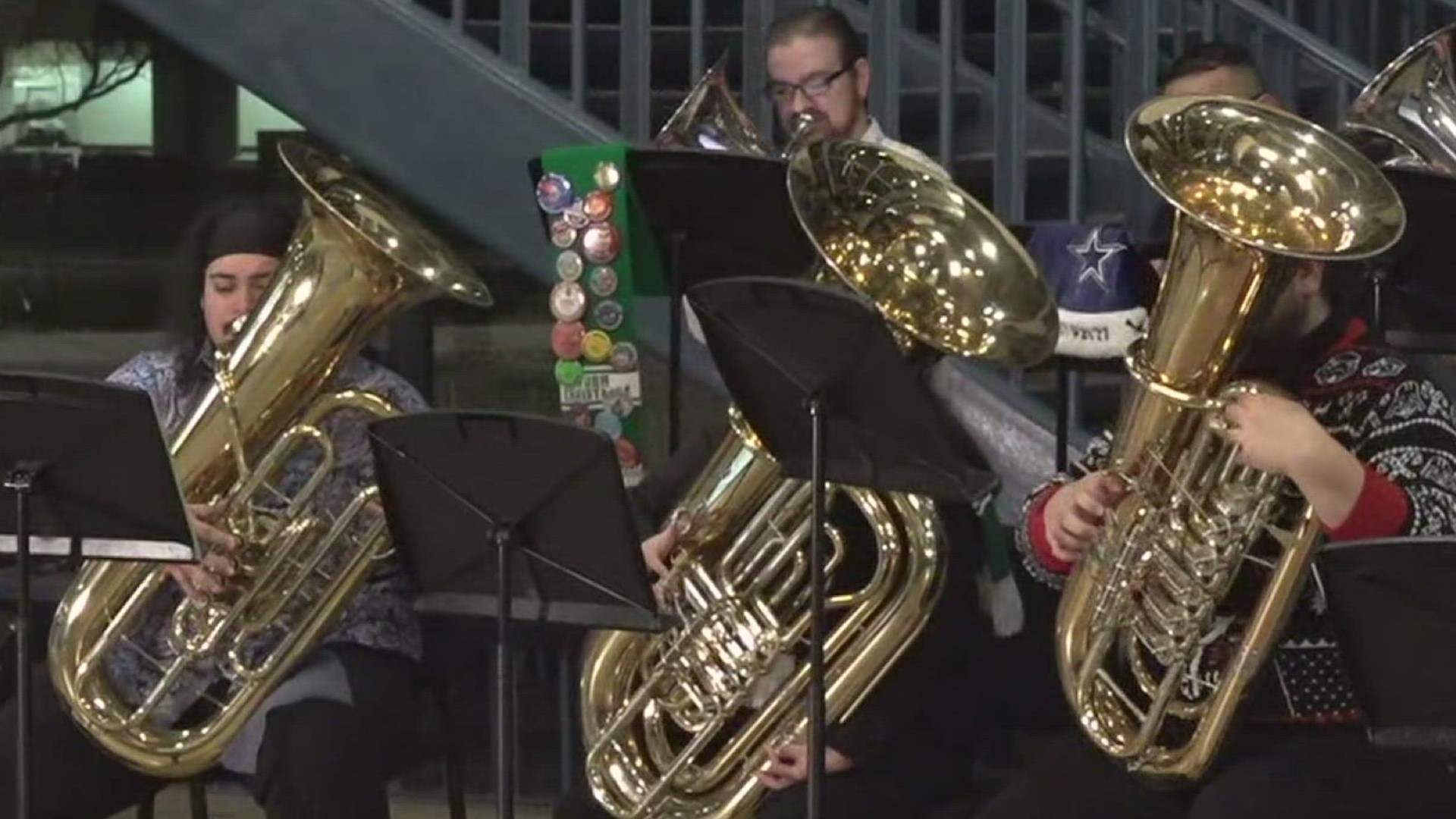 Tuba Christmas takes place at noon Monday in the Plains Capital Bank lobby.