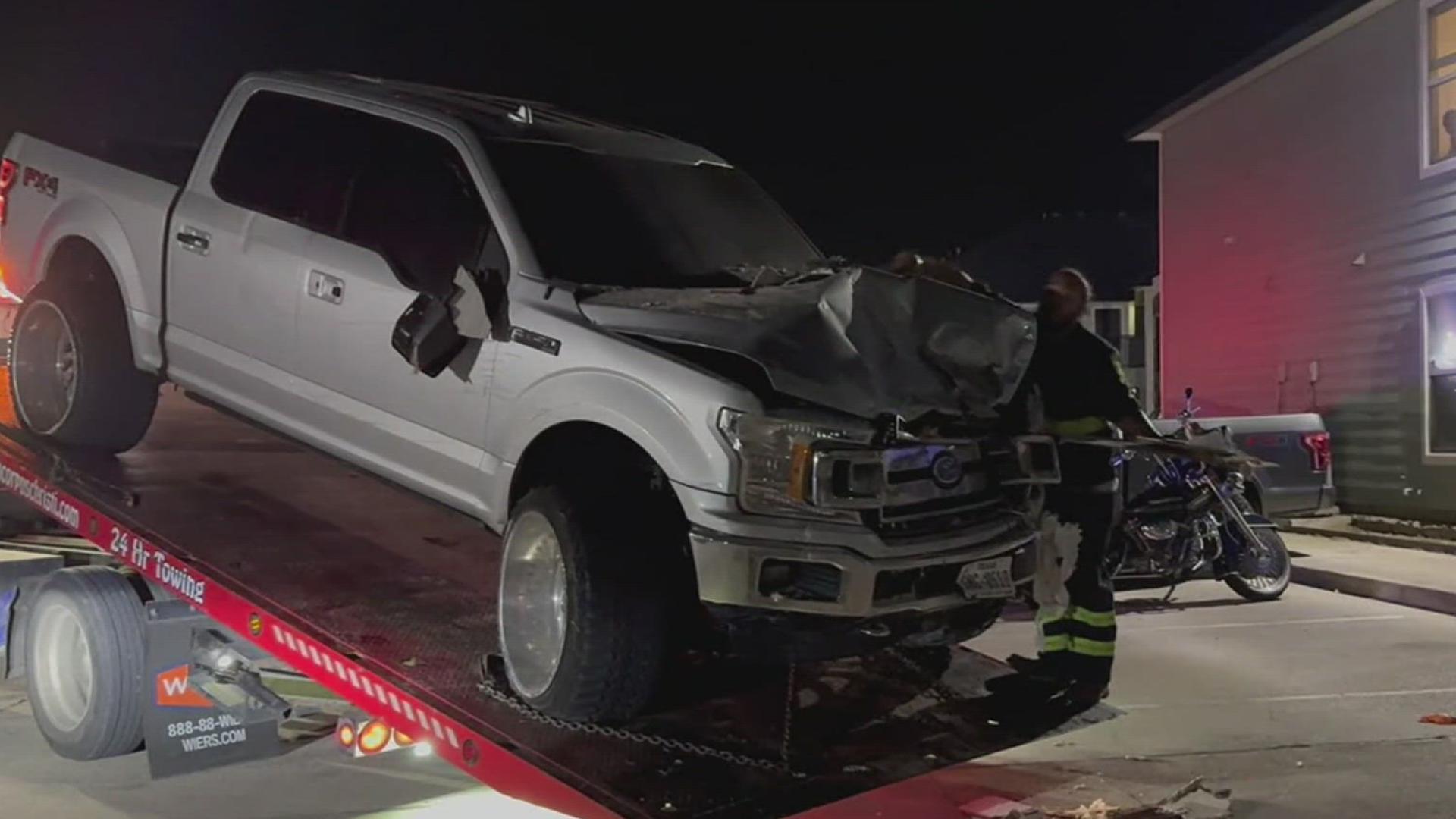 Vehicle smashes into apartment complex, two people hospitalized ...