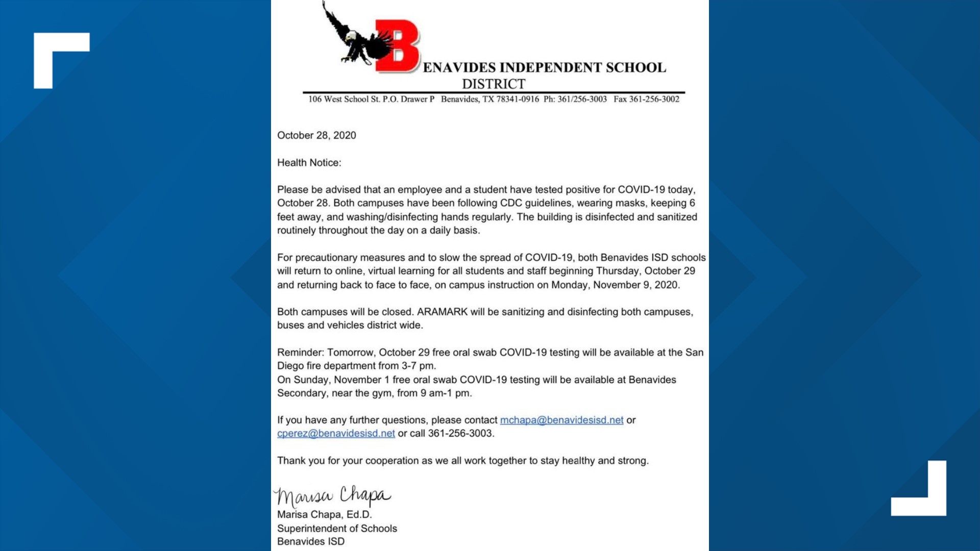Benavides ISD is closing schools due to positive COVID19 cases