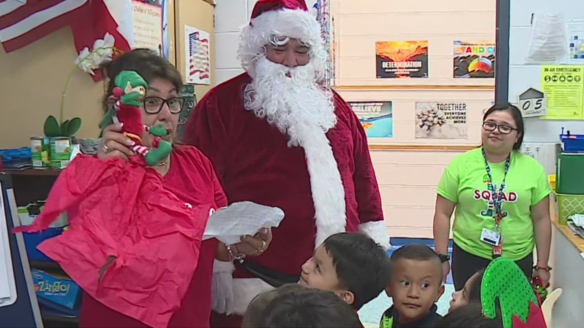 Santa came by Thursday to drop off an Elf on the Shelf to students in grades Pre-K through second grade.