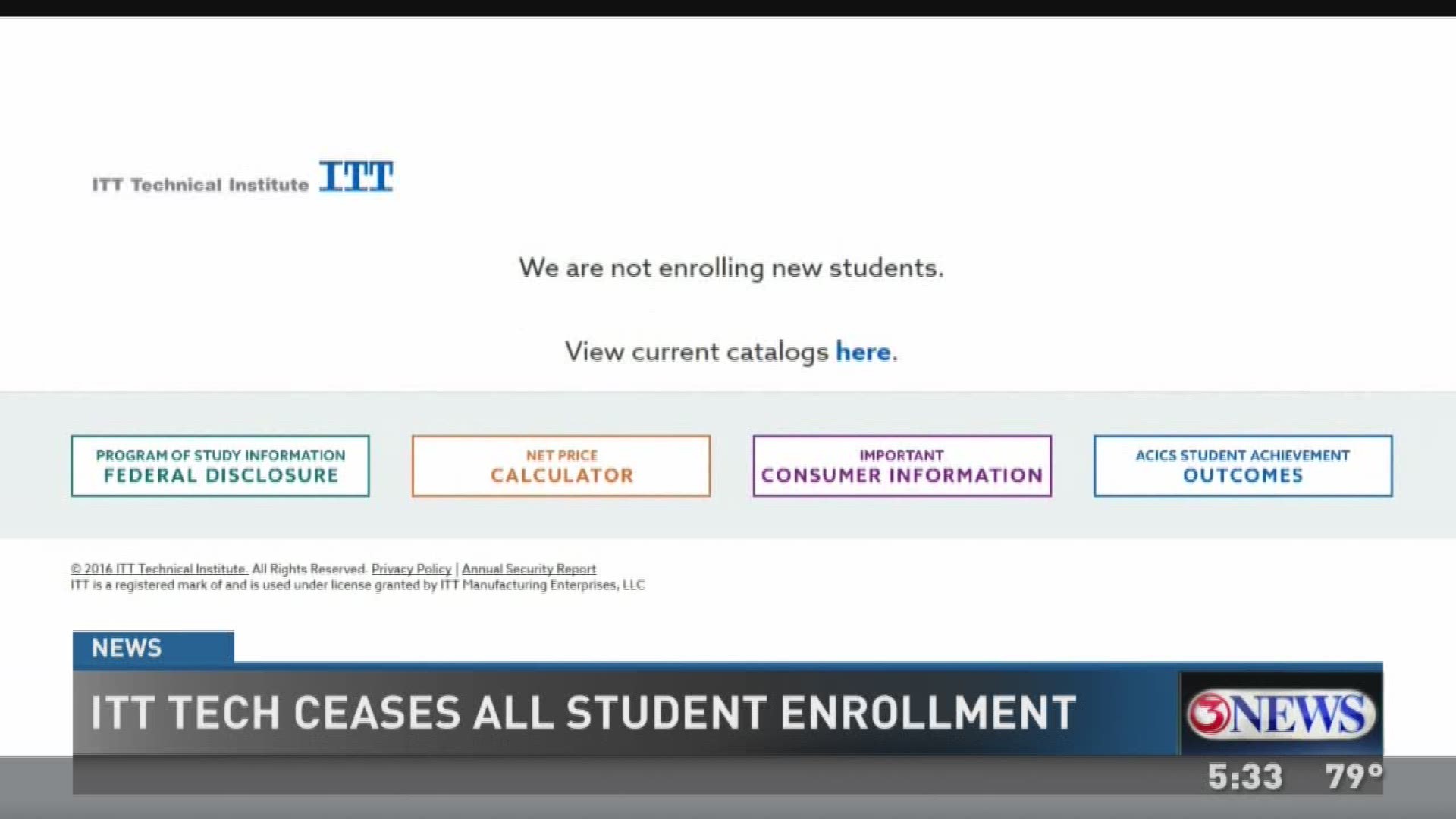 ITT Tech ceases new student enrollment