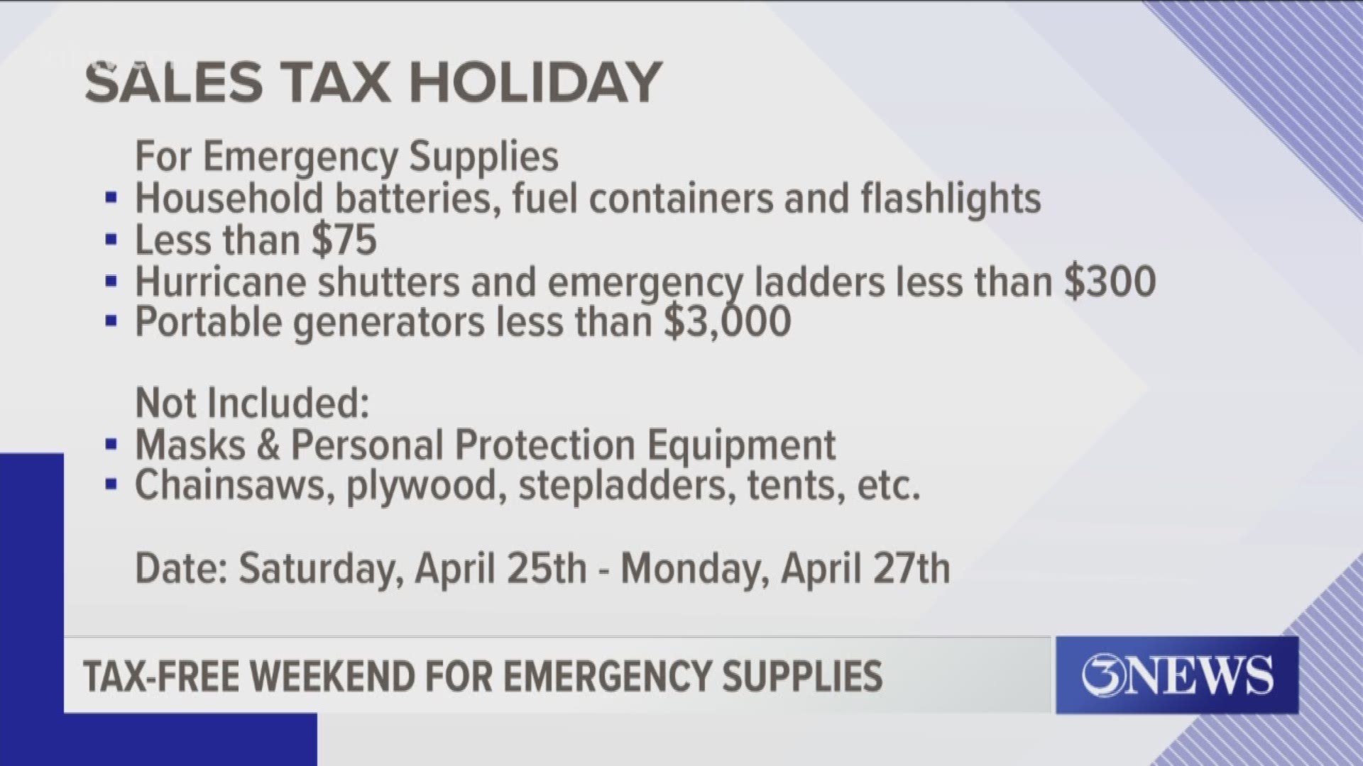 LIST: These emergency supplies qualify for tax exemption from