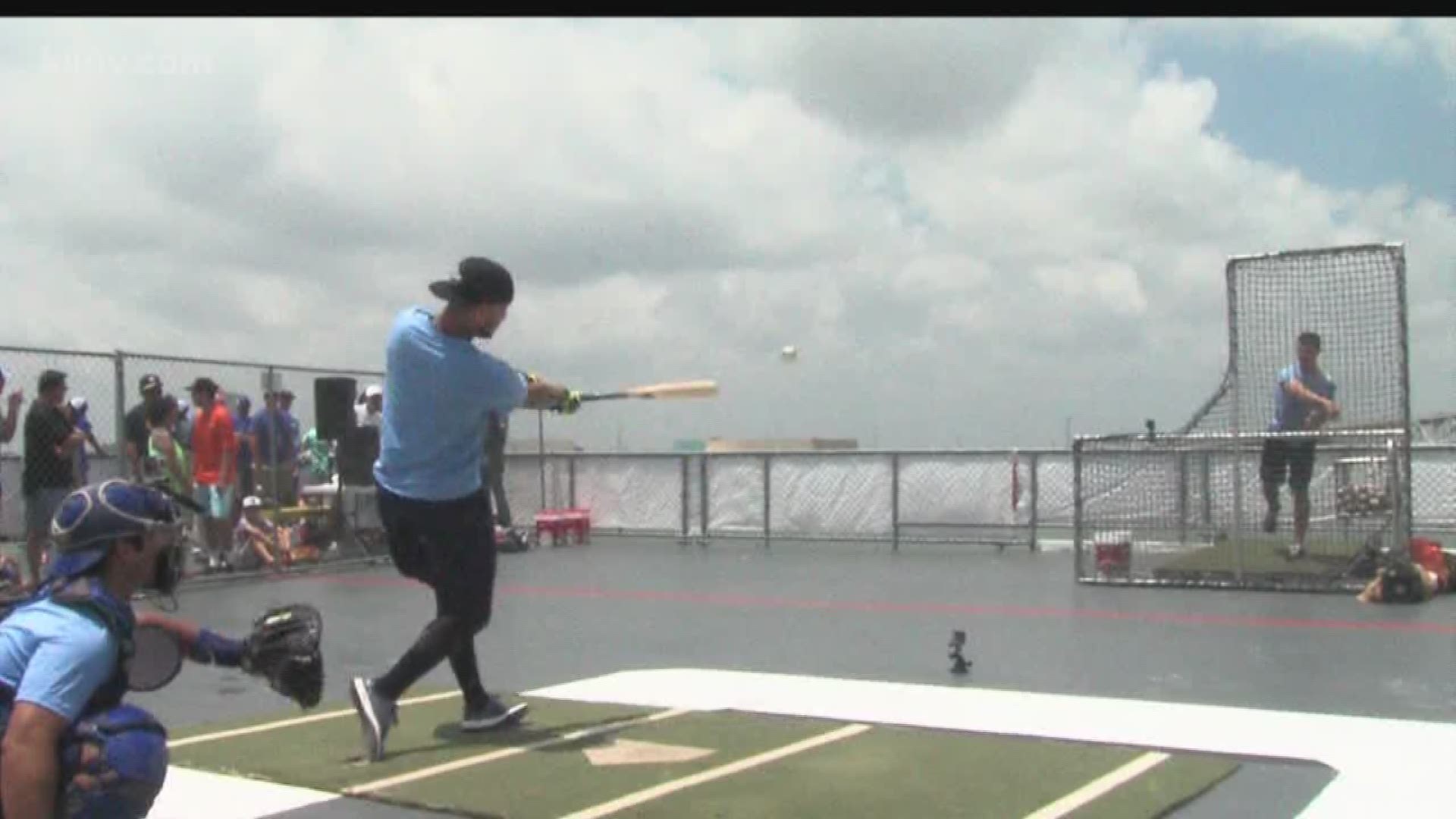 The Corpus Christi Hooks took batting practice atop the USS Lexington Saturday afternoon. 