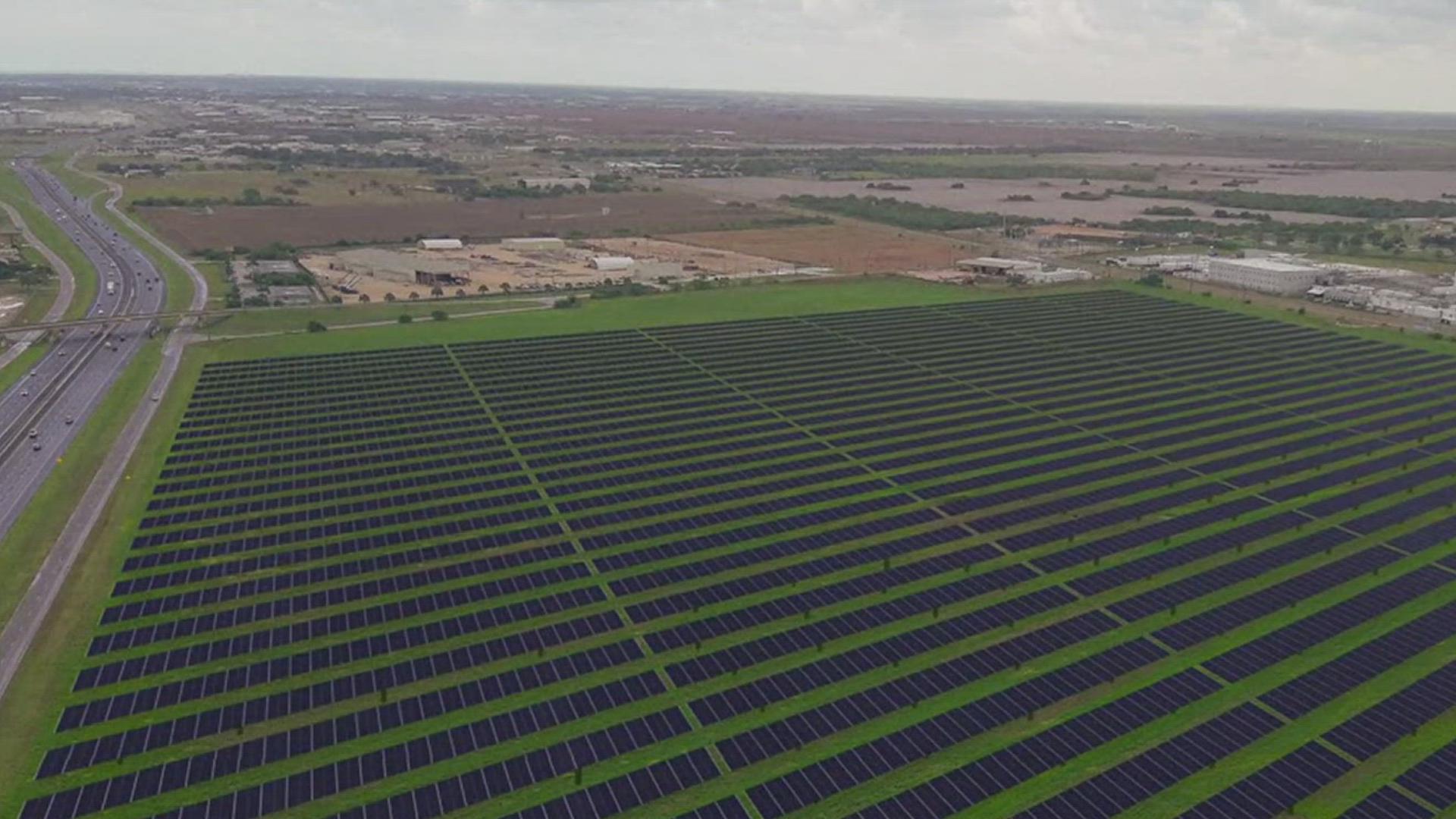 The solar installation will be across from the Flint Hills site at I-37 between Rand Morgan and Clarkwood.