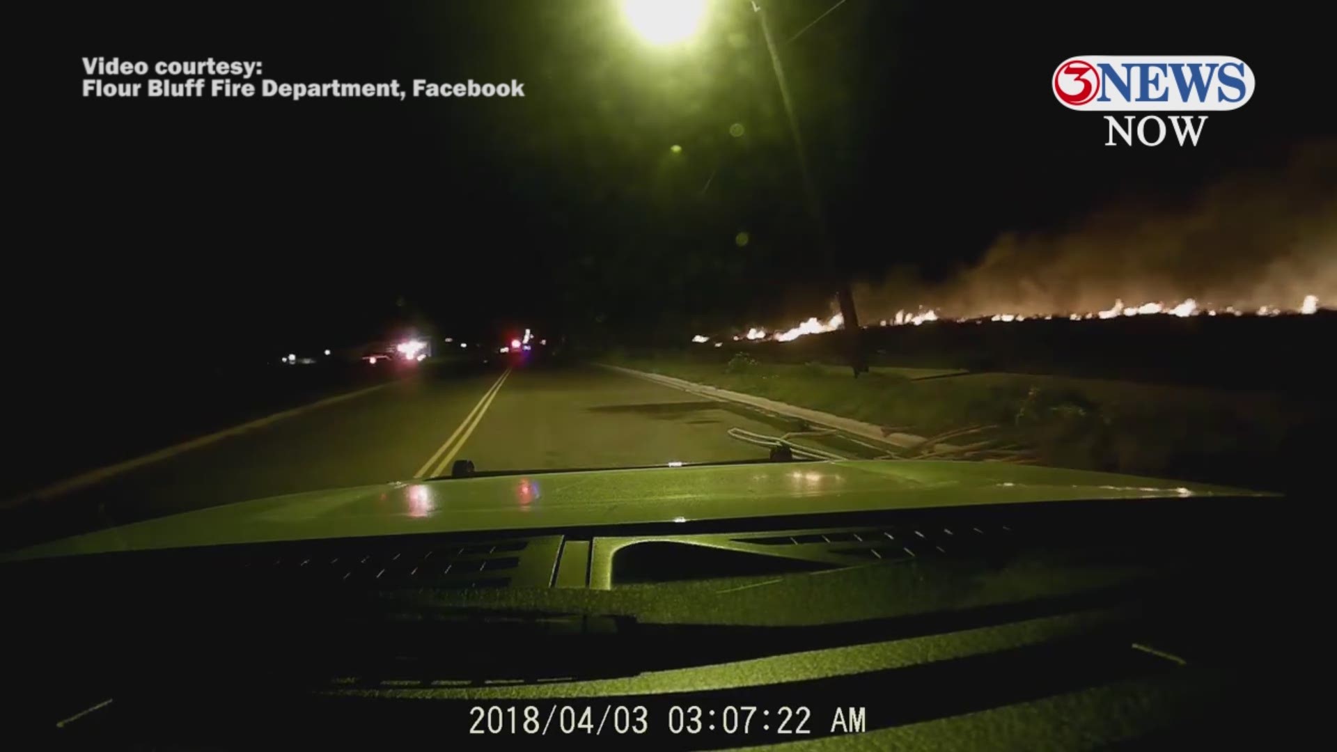 A major grass fire broke out on Padre Island Tuesday morning. Authorities captured dash cam footage of the blaze.