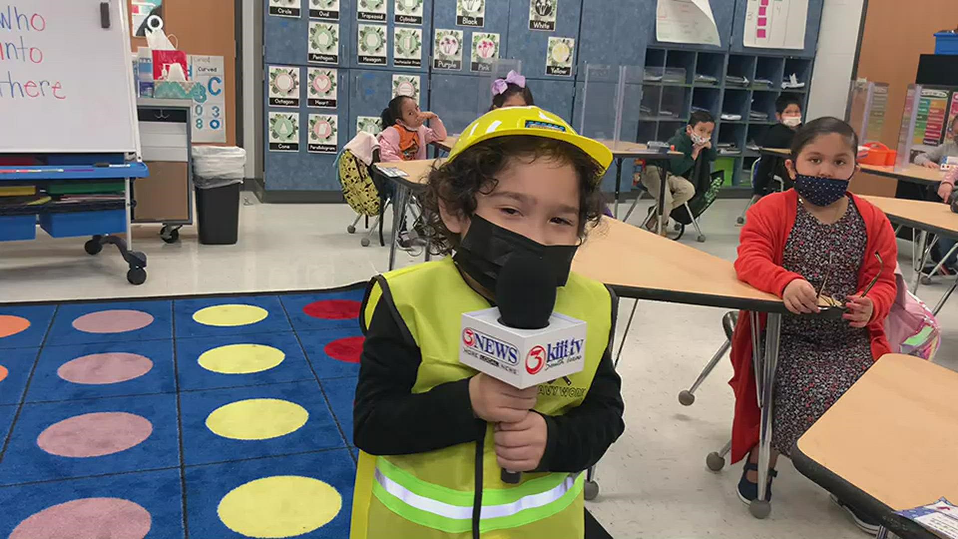 We let the kids take over the reporting and weather forecasting for career day at JFK Elementary! (Our hearts are melting.)