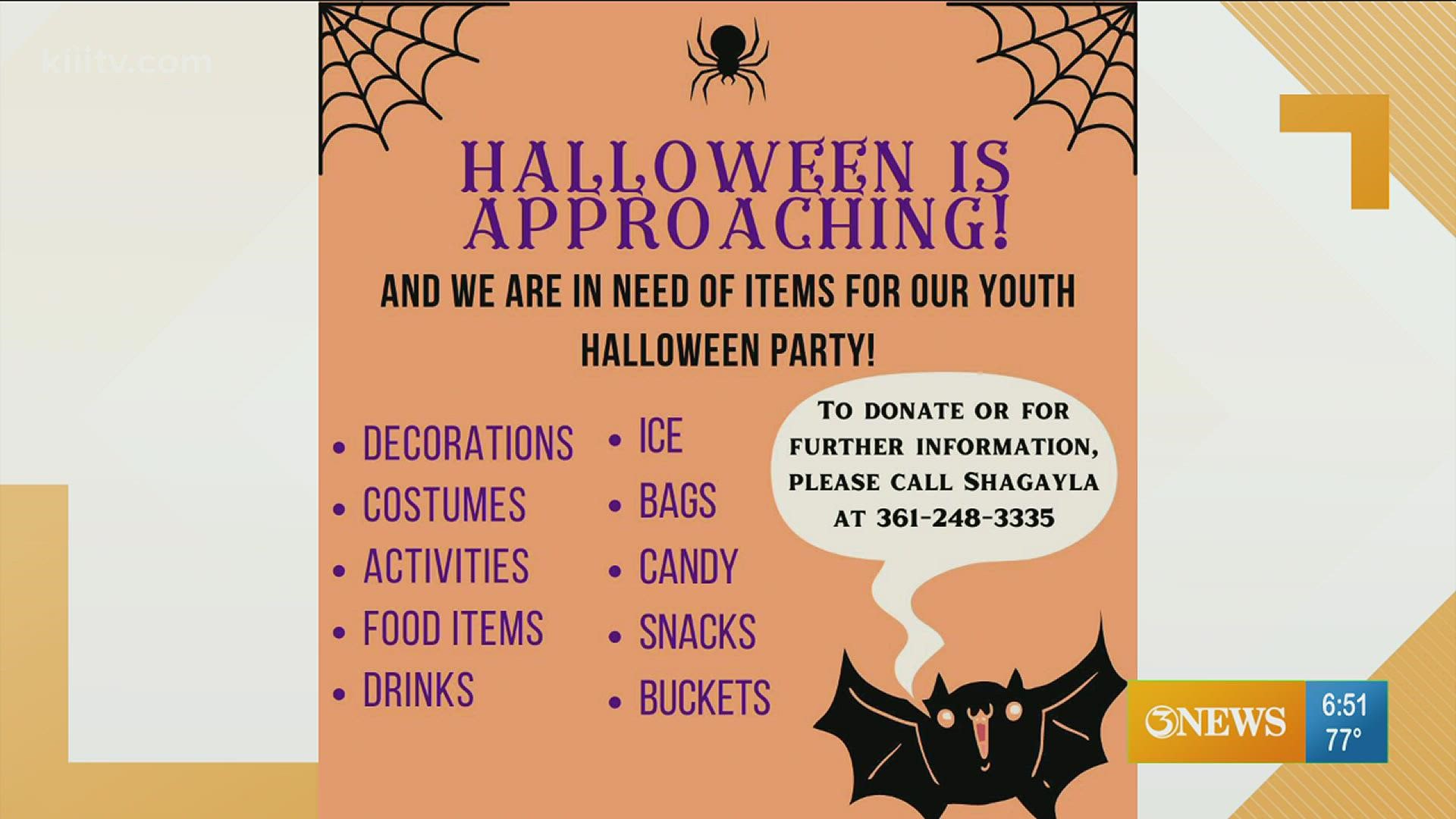 Donations are needed including decorations, costumes, candy and buckets.