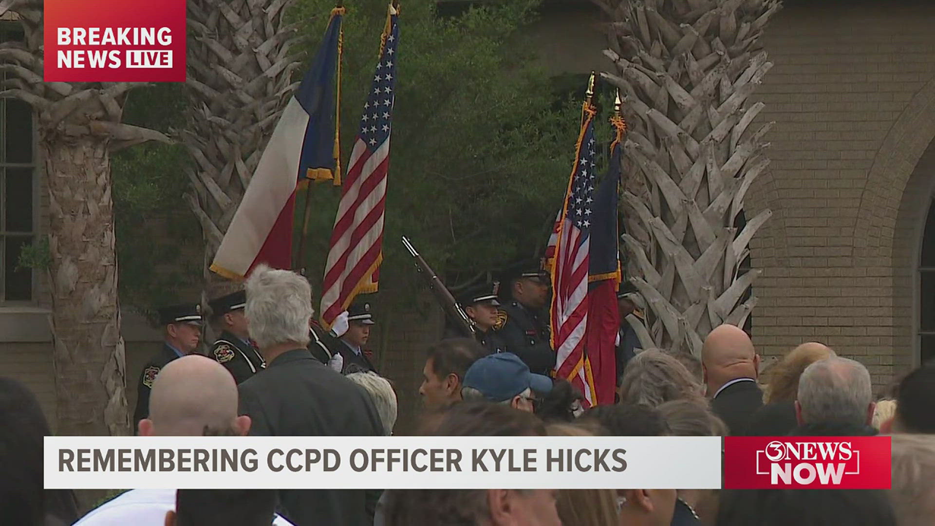 A 21-gun salute and end of watch called were performed at the end of the service in honor of Hicks' sacrifice.