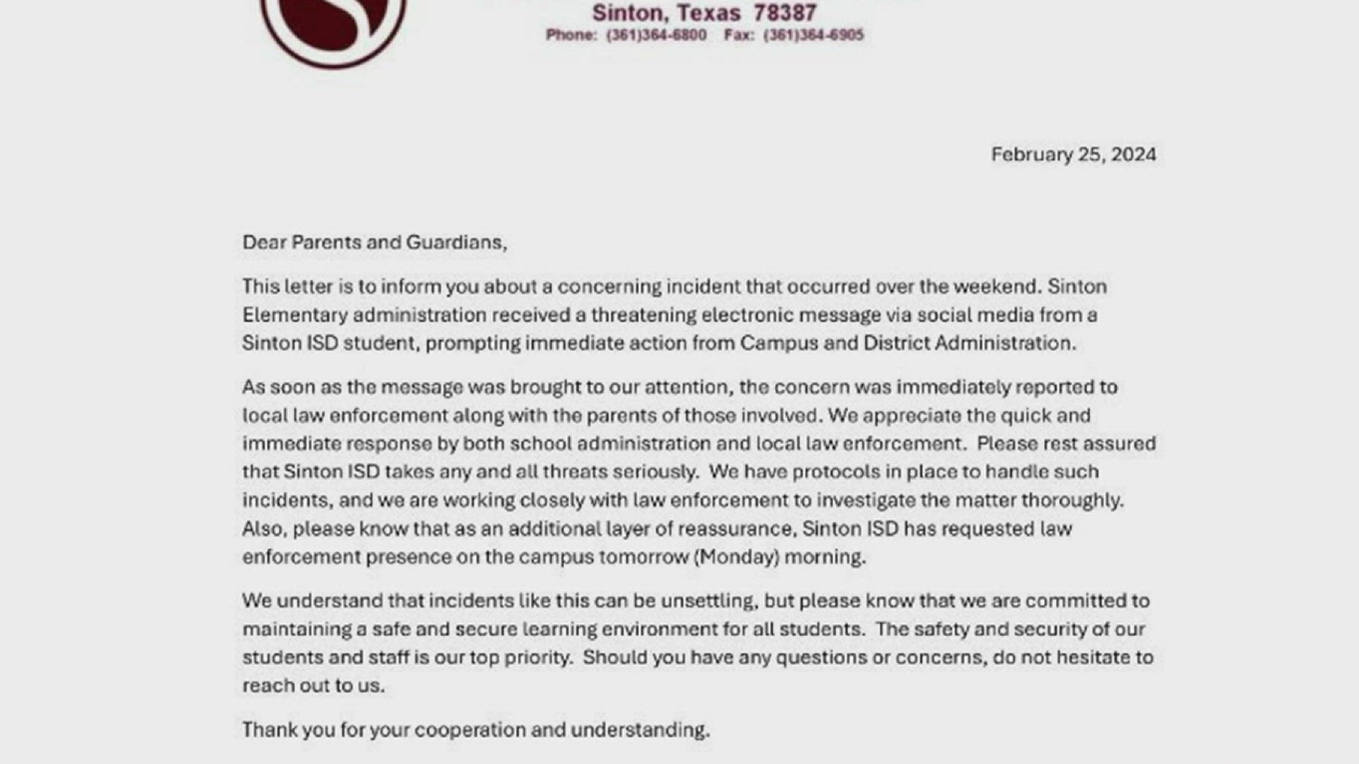 The district issued a release saying they promptly took action and reported the threat to local law enforcement and notified the parents of those involved.