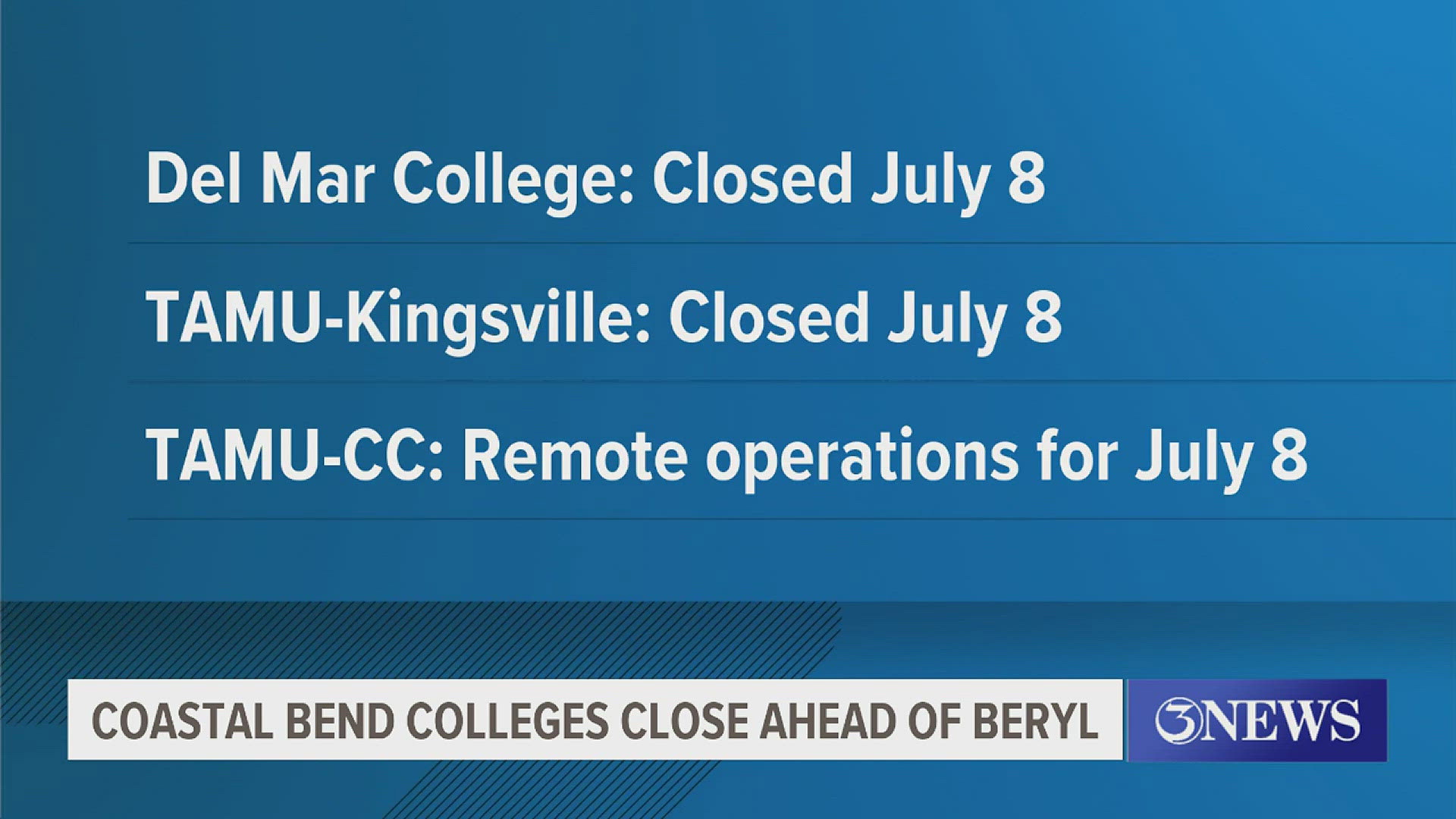 Coastal Bend announce closures ahead of severe weather | kiiitv.com