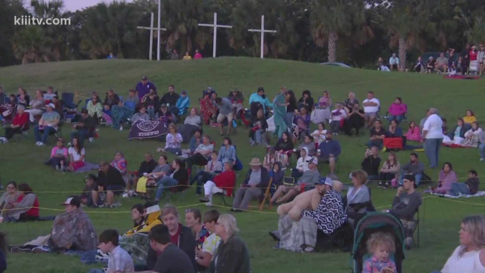 Crowds gathered down at Cole Park Sunday morning for the Easter Sunrise Passion Play.