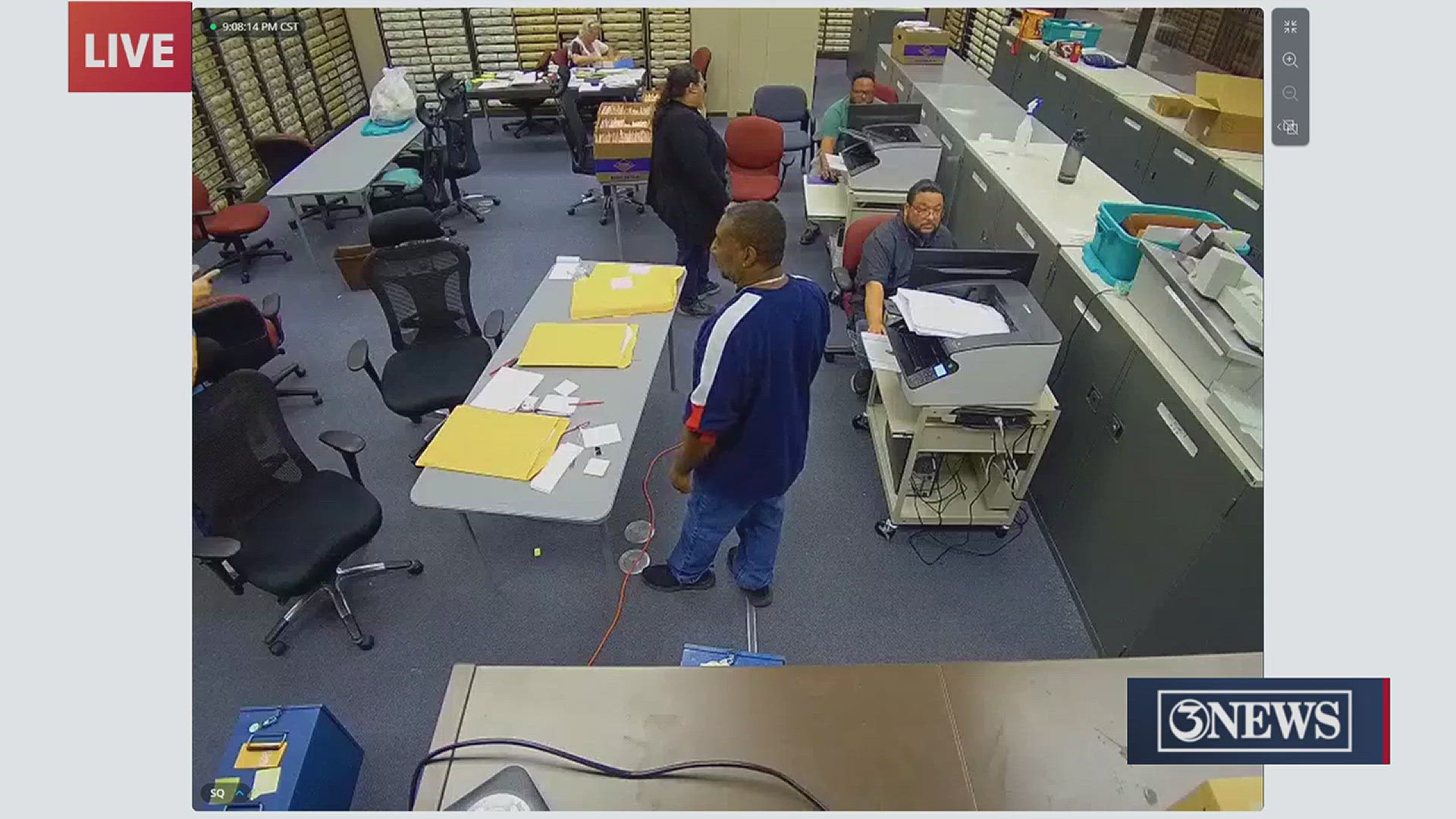 A look at the livestream of the Nueces County Courthouse as poll workers work on getting those votes in on Election night.