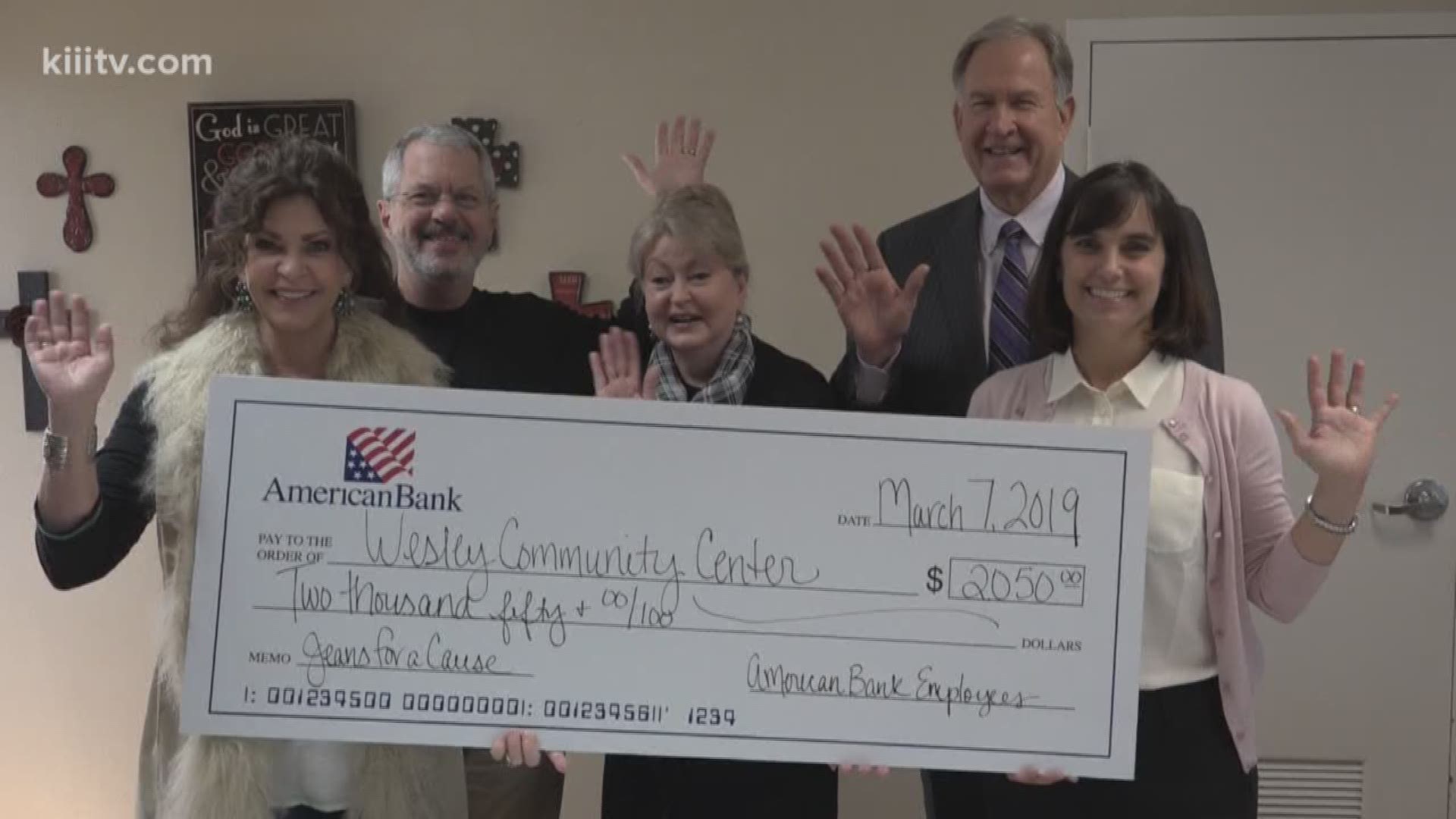 American Bank presented a $2,000 check Thursday to the Wesley Community Center, a Coastal Bend nonprofit.