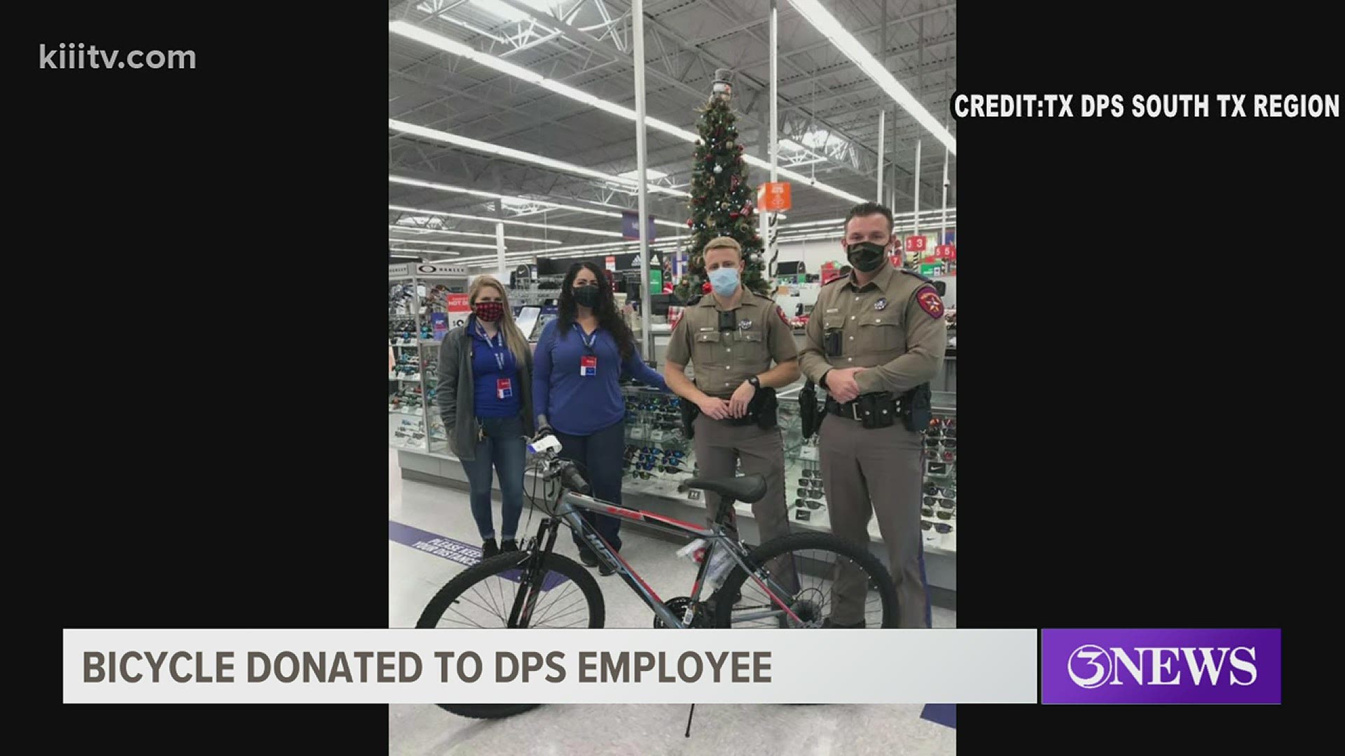 Troopers gifted a bicycle to a part time DPS employee, who's only means of transportation was his older bicycle.