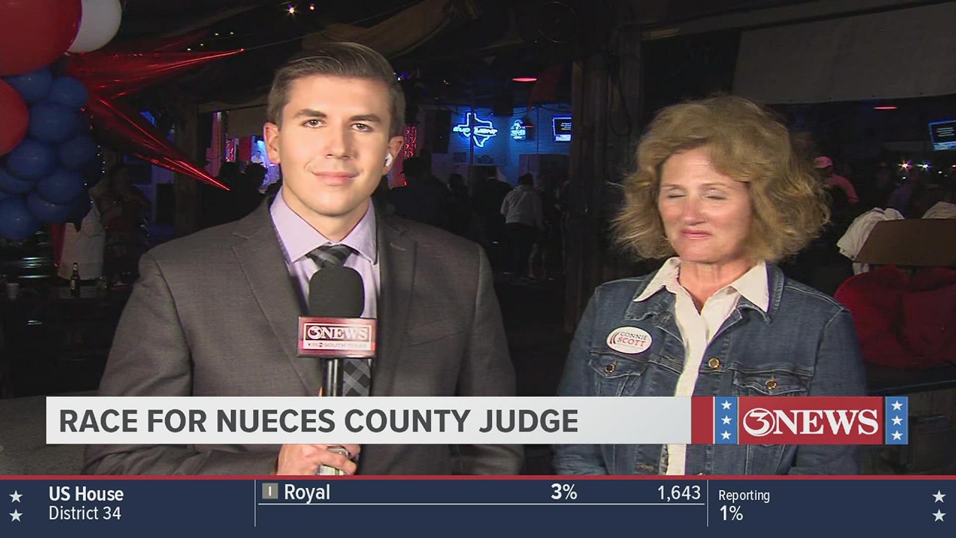 3NEWS reporter Brandon Schaff interviews Nueces County Judge candidate Connie Scott.