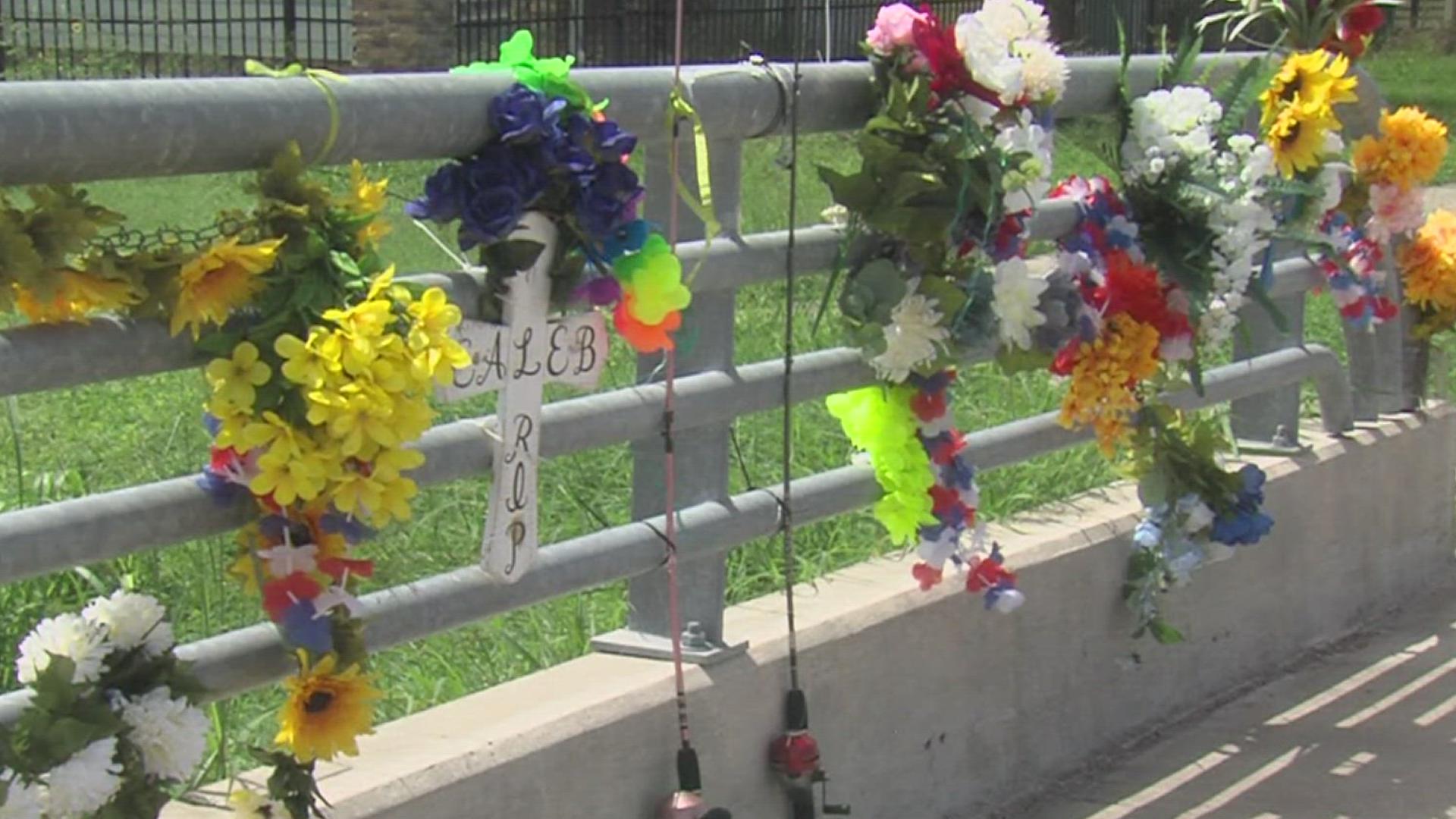 The memorial is at bridge near his off-campus apartment where police say he sent his last Snapchat photo to a friend around 3 a.m. in March.