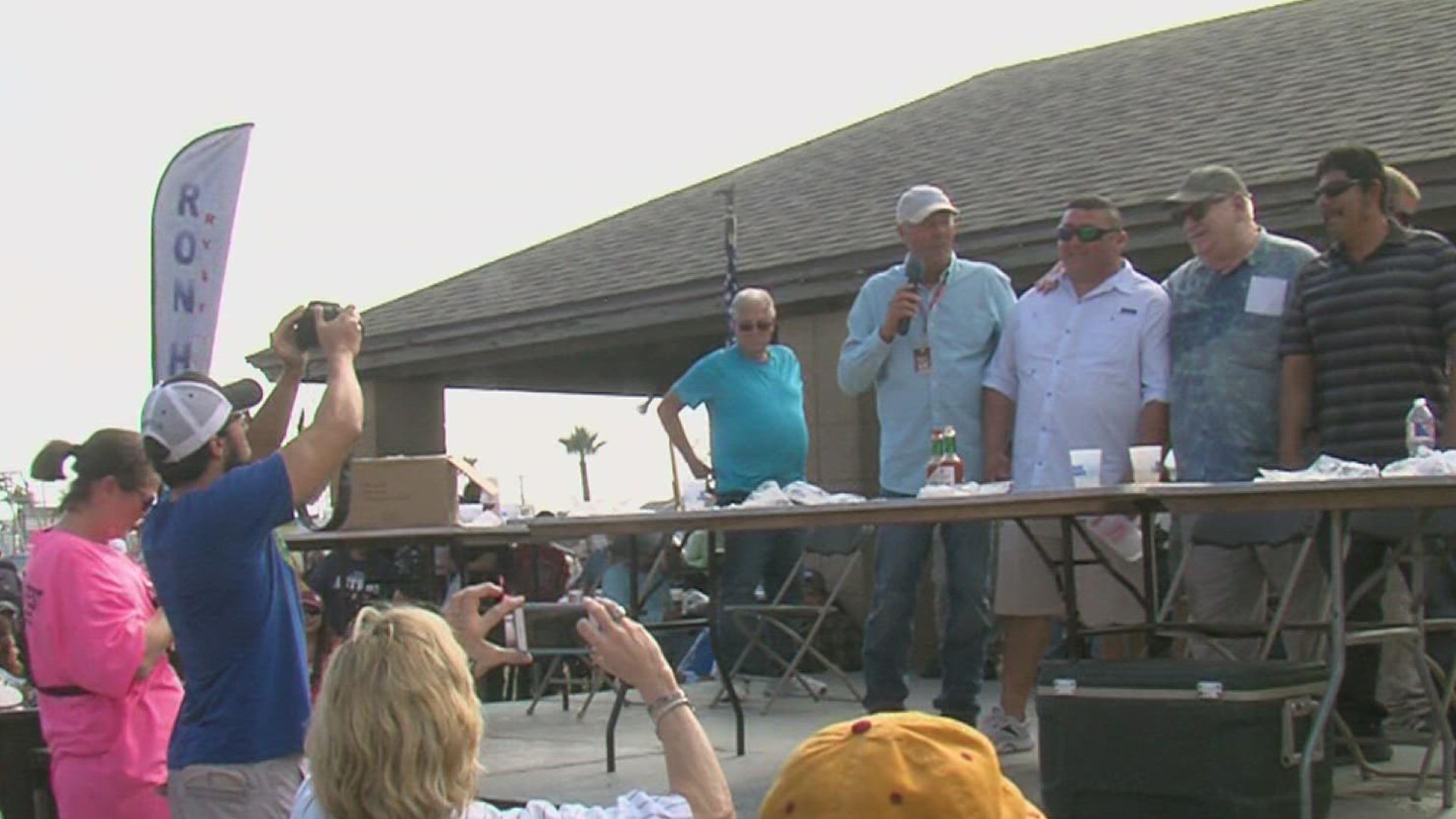 Having eaten 91 oysters in 5 minutes, Eric Mendez was the winner of Saturday's contest.