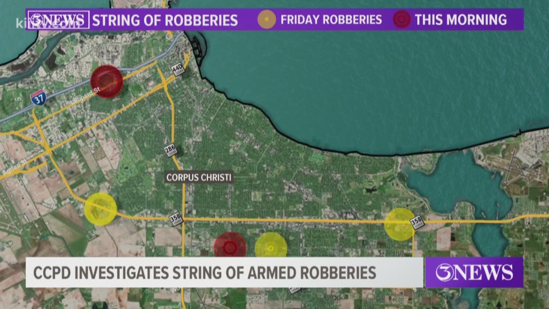 If you have any information regarding the robberies, please call police at 361-886-2600.