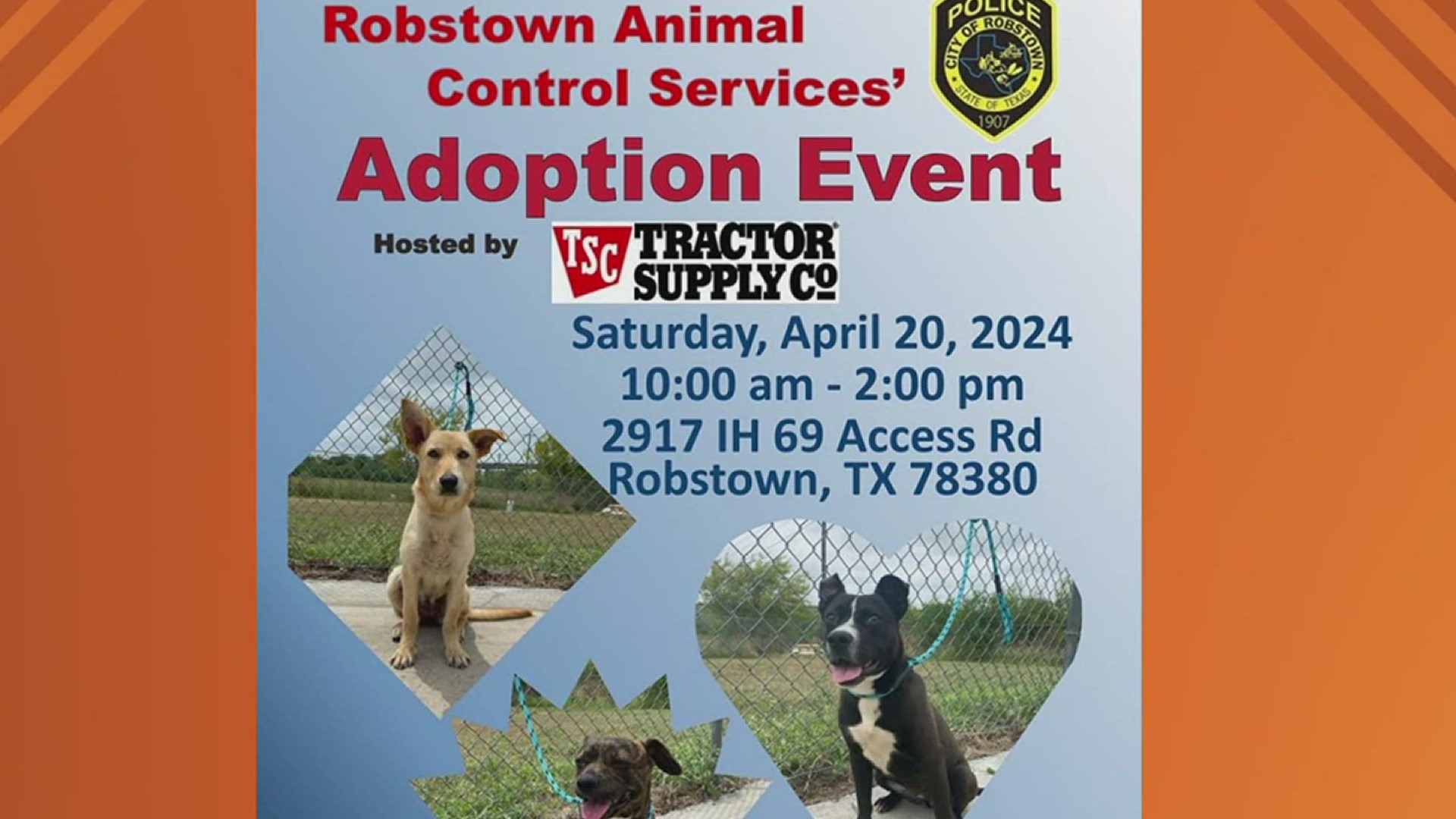 The adoption event is being held in honor of "National Animal Control Officer" week!