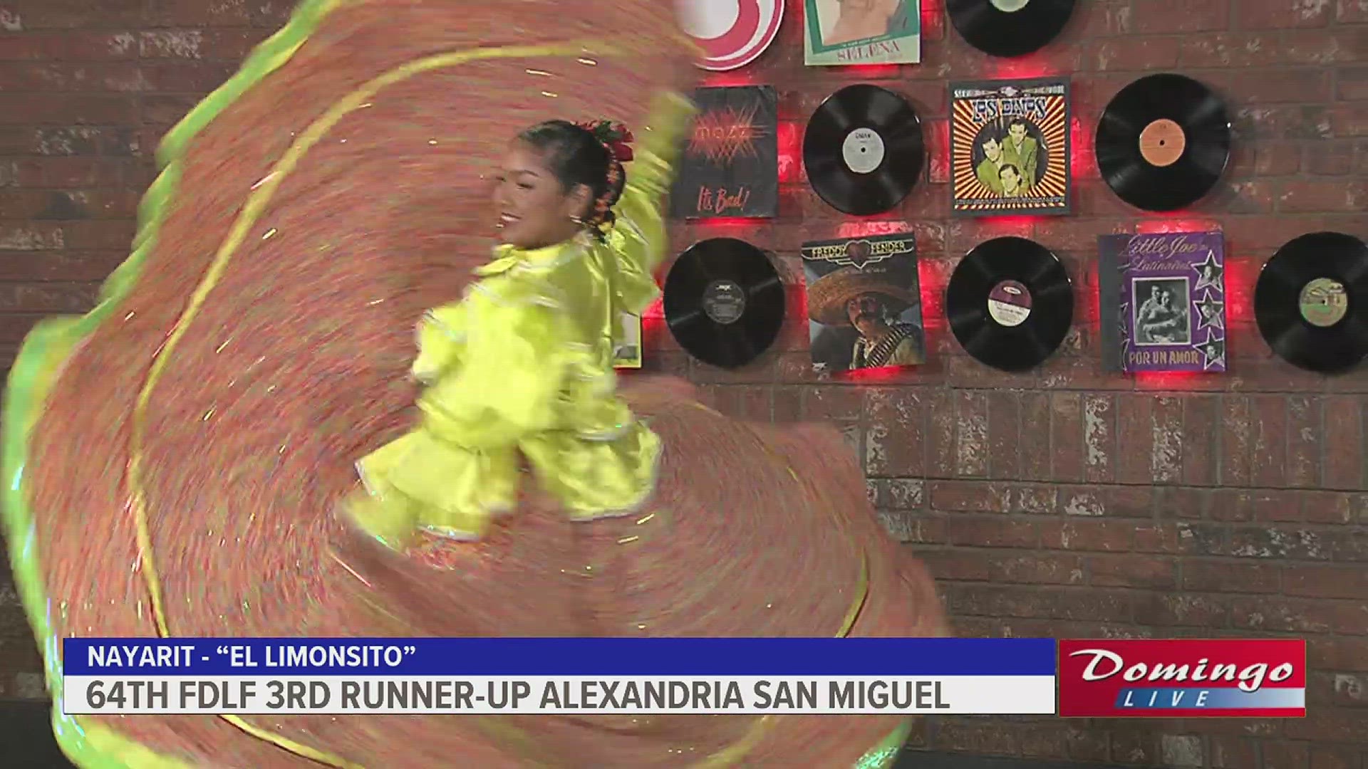 64th Feria 2nd Runner-Up Alexandria San Miguel joined us on Domingo Live to represent the Mexican state of Nayarit in a folklorico dance to "El Limonsito."