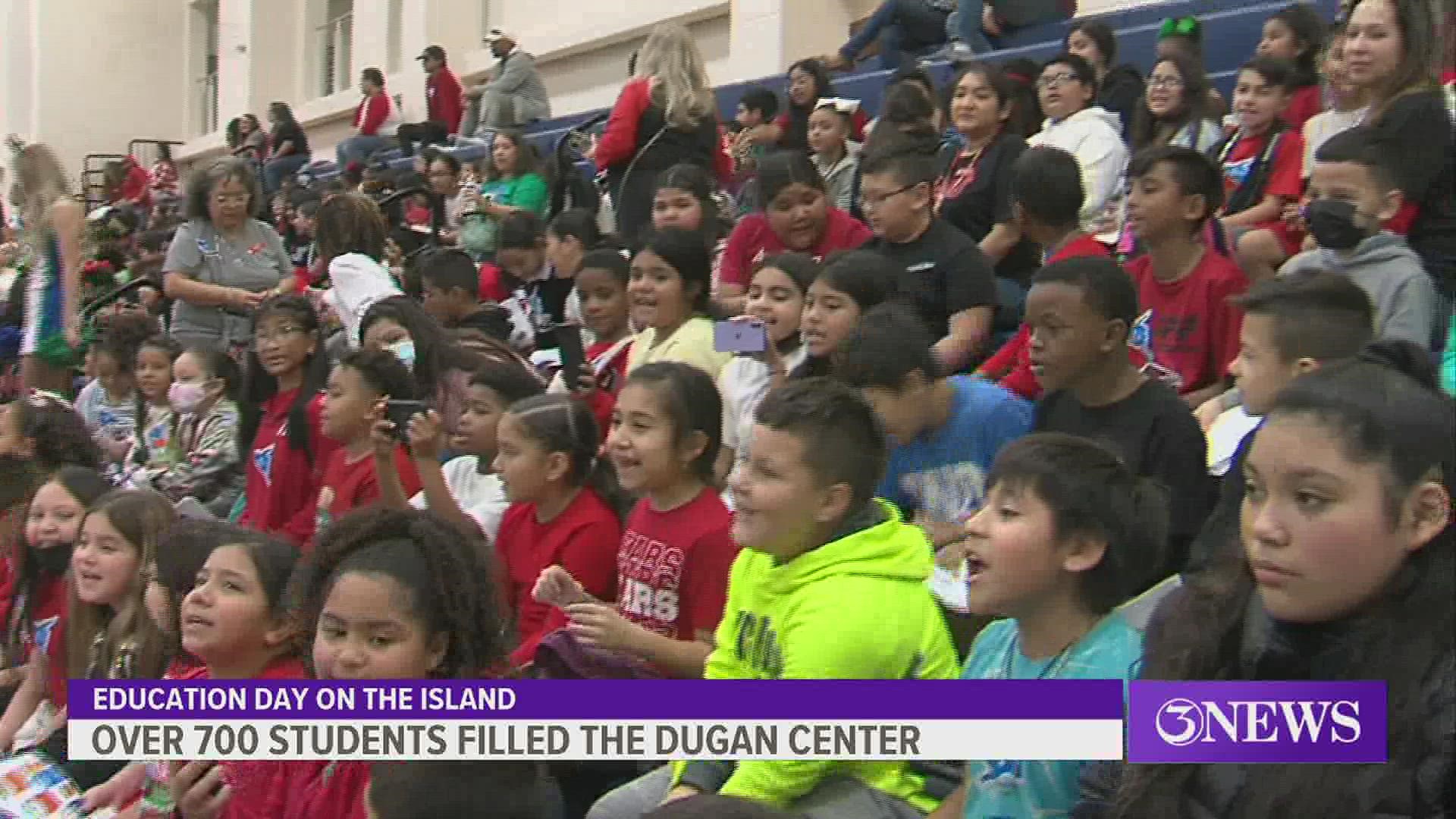 About 700 grade school students were hand for the men's game Friday against Division III Schreiner.