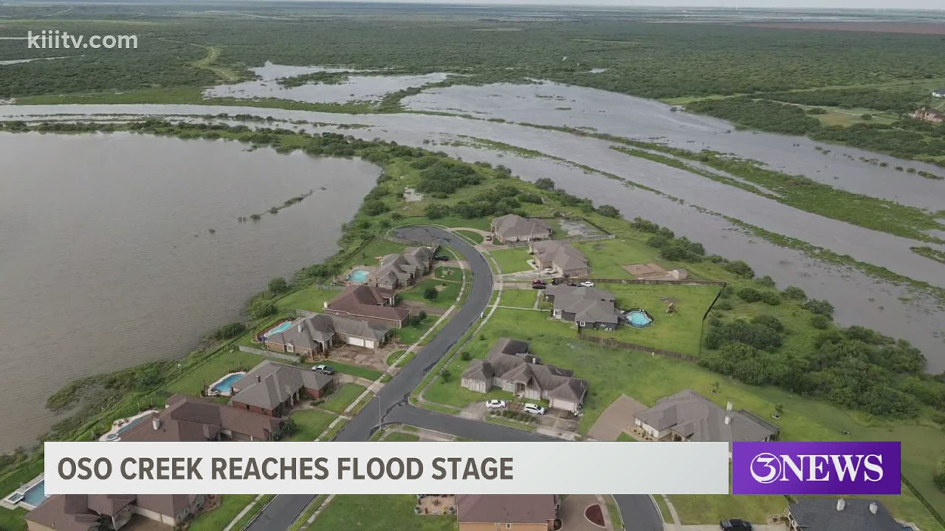 The creek hit 27 feet on Friday after heavy rain overnight.