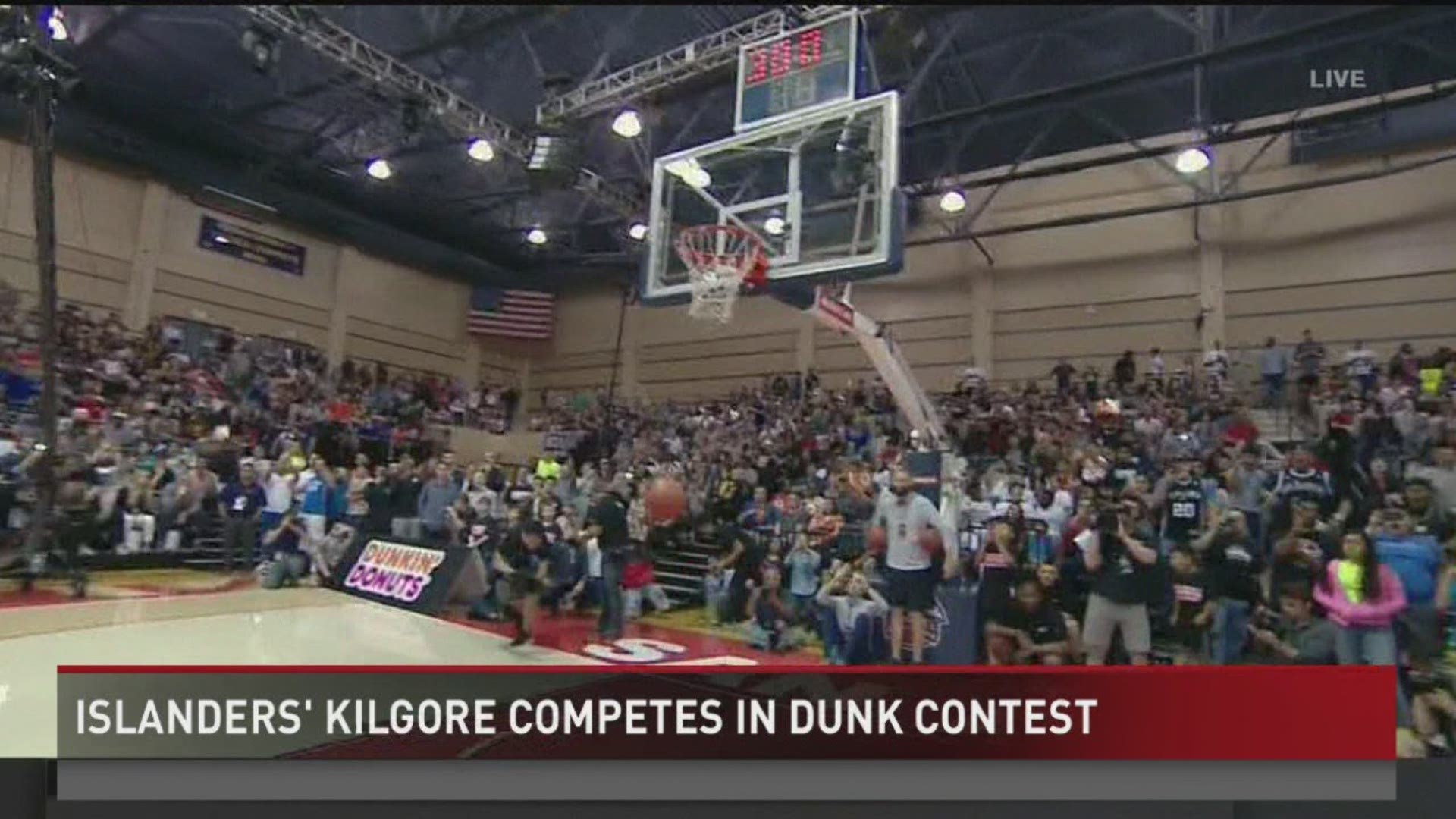 The former Islander Kilgore won the College Slam Dunk Contest Thursday in Saturday in advance of the Final Four this weekend.
