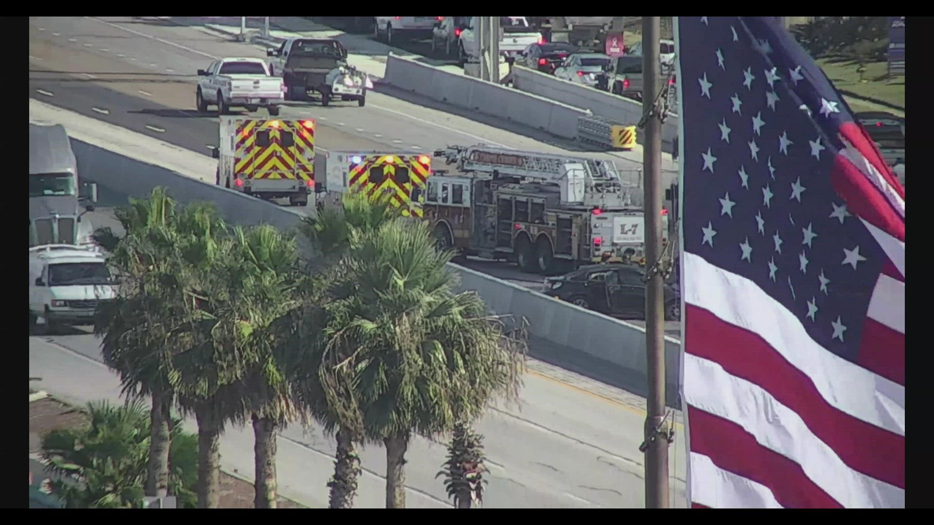 The on-ramp to Staples Street also has been closed.