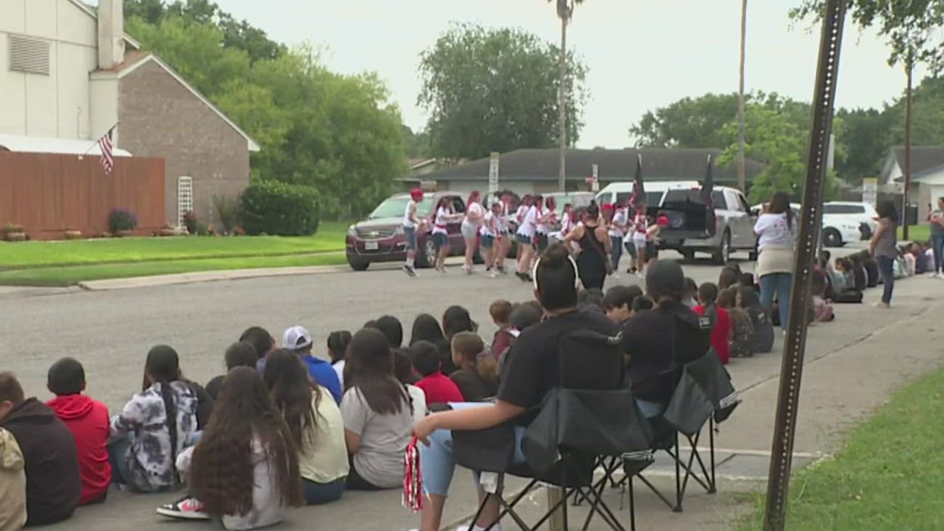 School officials say the parade was prompted by the cancellation of the Buc Days children's parade.