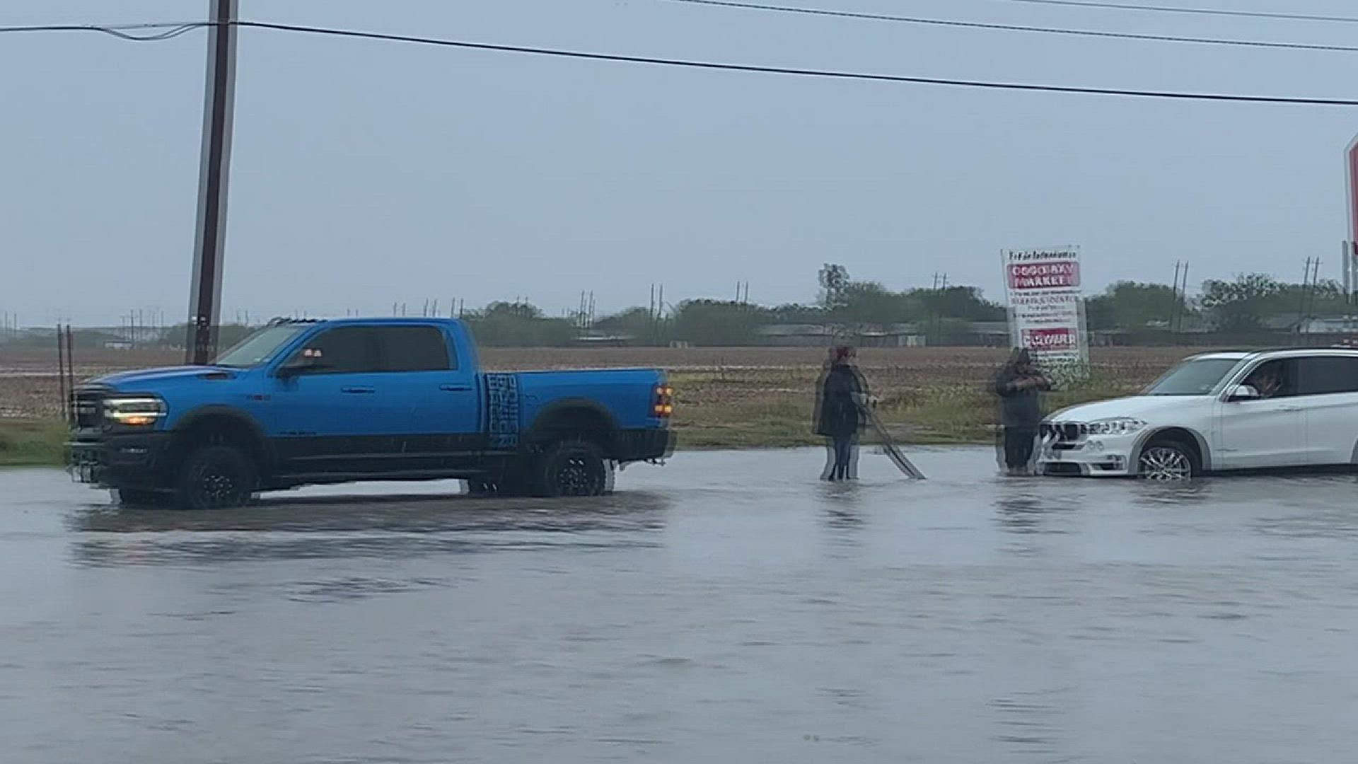 More than a dozen streets in Corpus Christi were nearly impassable Sunday after a tropical disturbance dumped several inches of rain in a short amount of time.