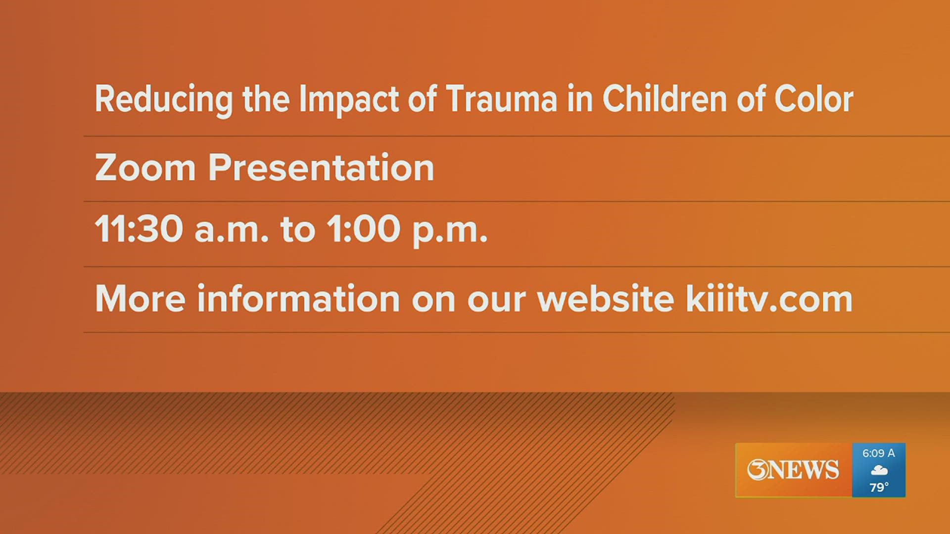 You can join a zoom presentation where participants will discuss decreasing the impact of trauma in children of color.