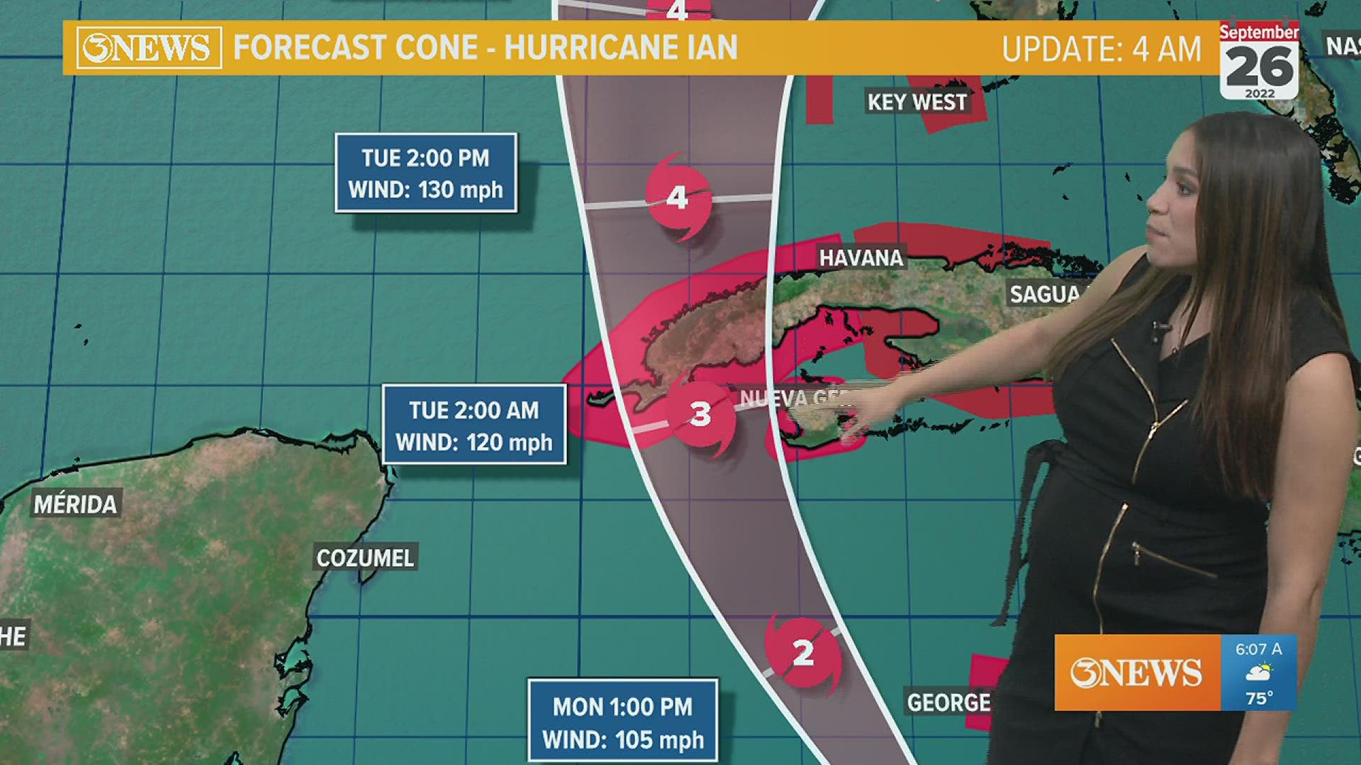 Ian expected to undergo rapid intensification, reaching major hurricane status as it slams into Western Cuba.