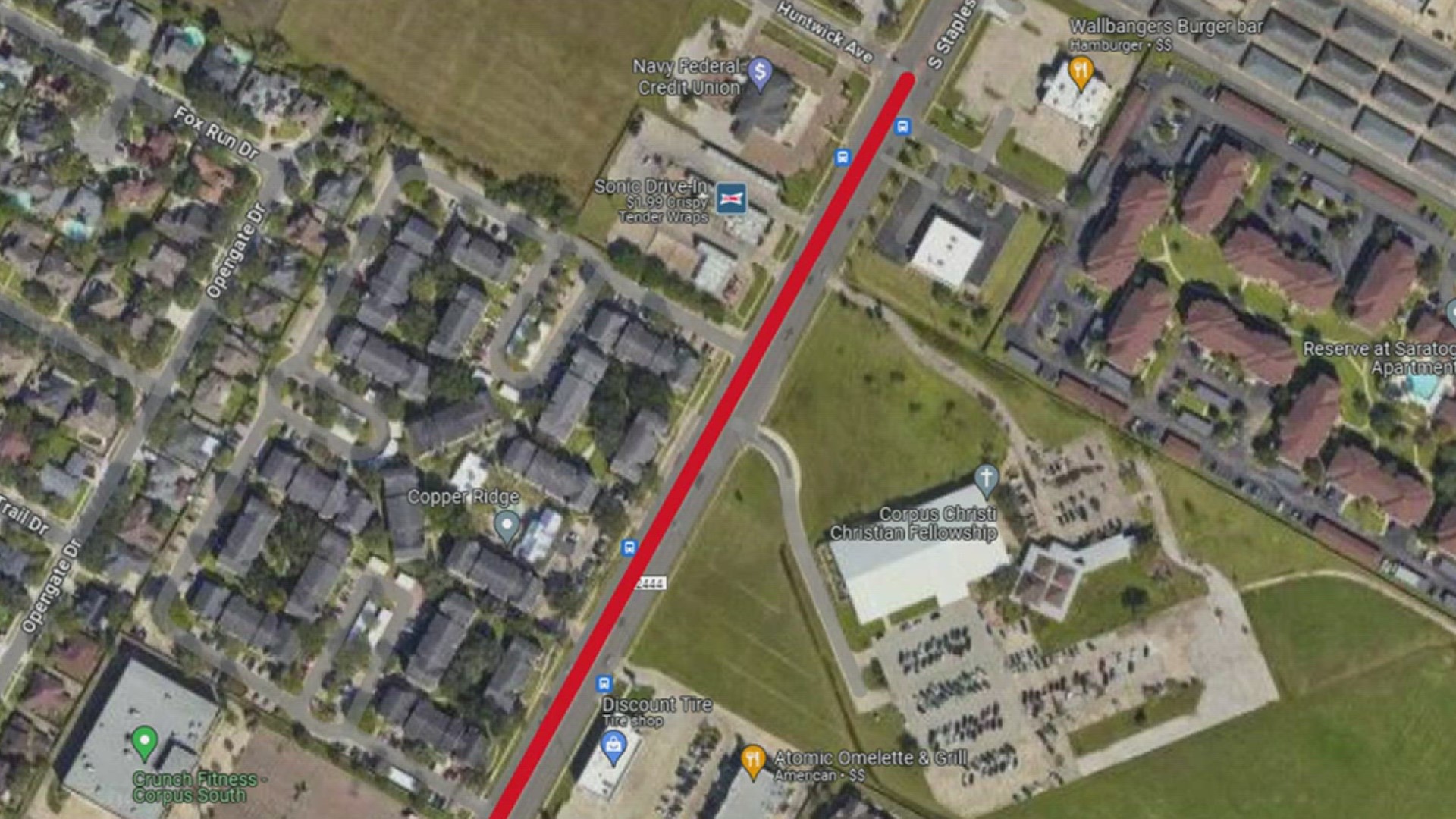 The work will be on South Staples Street between Timbergate Drive and and Huntwick Avenue.