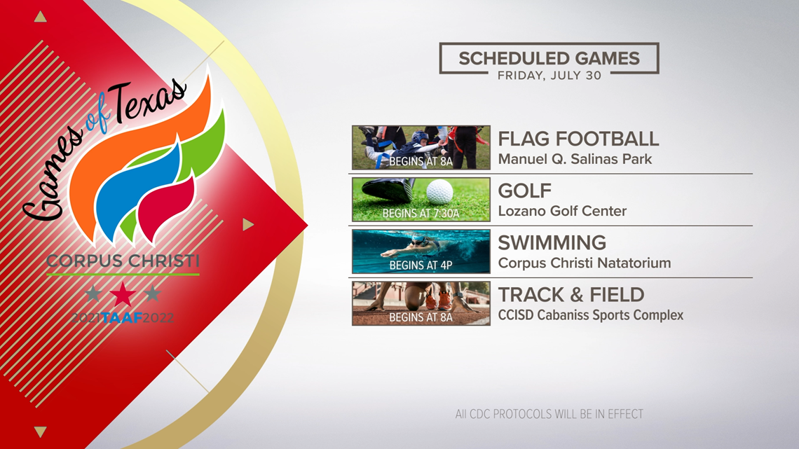 Schedule for TAAF Games in Corpus Christi