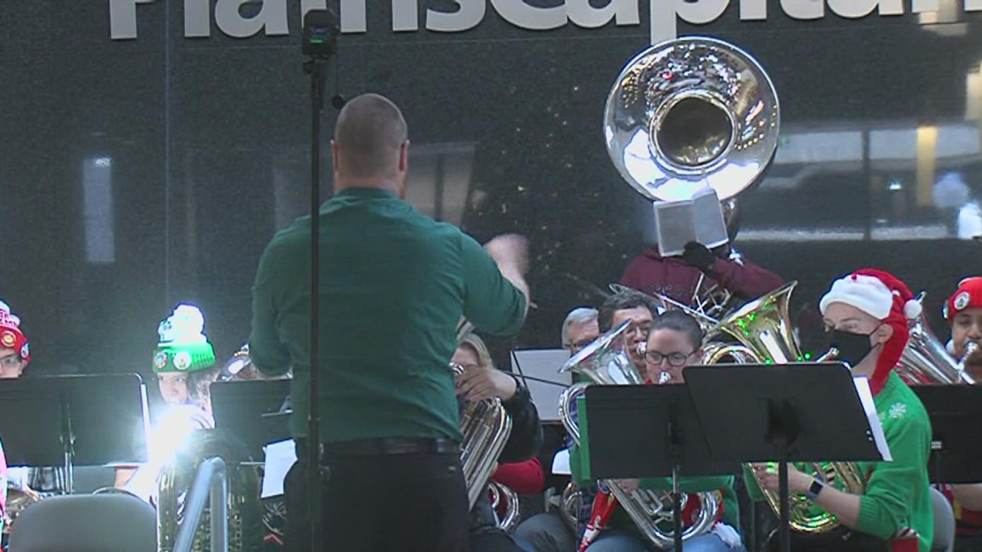 Tuba Christmas held at Plains Capital Bank lobby