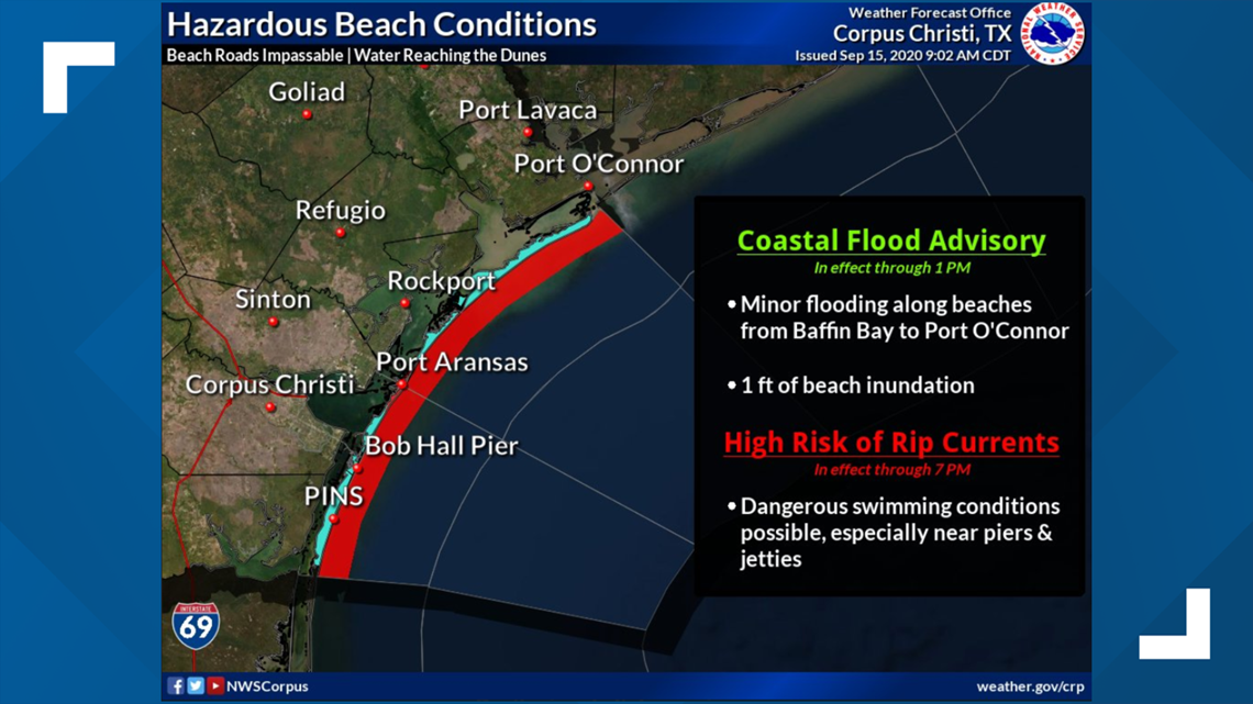 Flooding, high risk of rip currents expected on Coastal Bend beaches ...