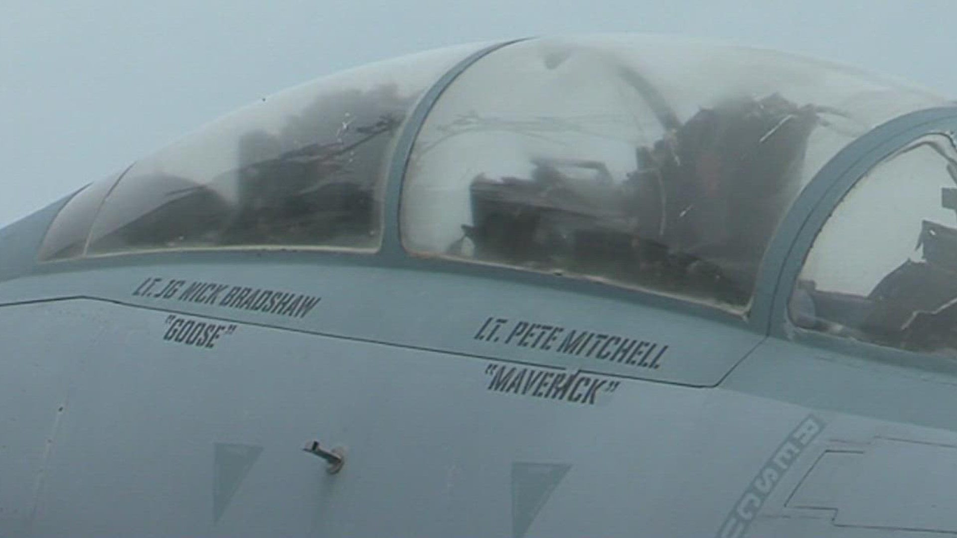 F-14 featured in 'Top Gun' is on display at USS Lexington